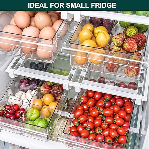 Miniatura 5 de LALASTAR - Cajón organizador para refrigerador mini cajón dividido para refrigerador cajones extraíbles para almacenamiento de alimentos apto para