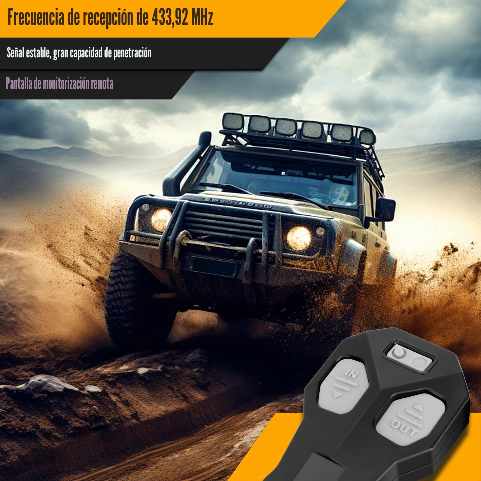 Winch Remote Control Kit, Universal Inalámbrico Cabrestante Mando a distancia Set con 2 mandos a distancia y 1 receptor, alta sensibilidad con alcance de 25 m, para 12 V/24 V, Negro