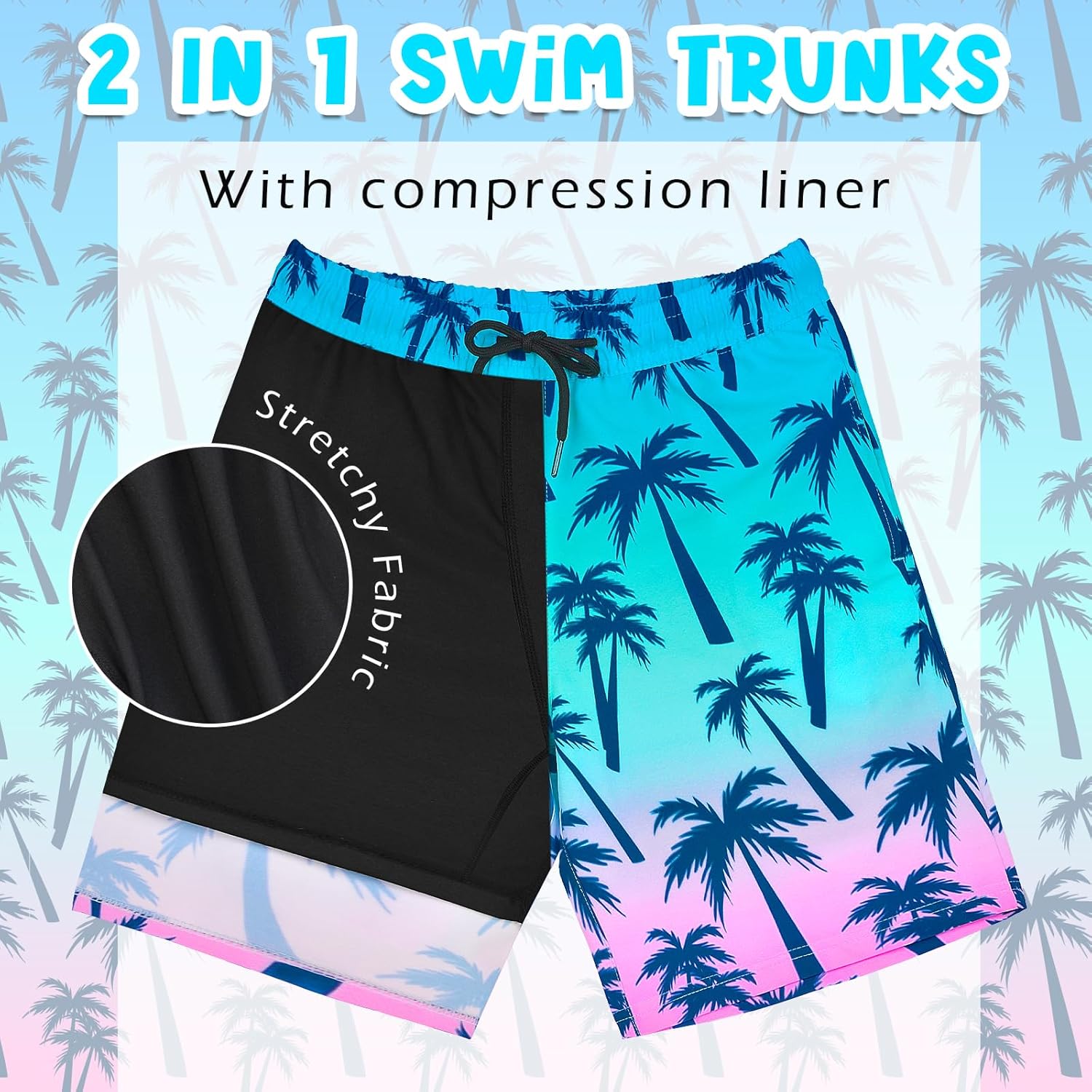 Boys Swim Trunks Bathing Suit Swim Shorts for Boys Swimming Trunks with Boxer Brief Liner Swimsuit Board Shorts - Image 5