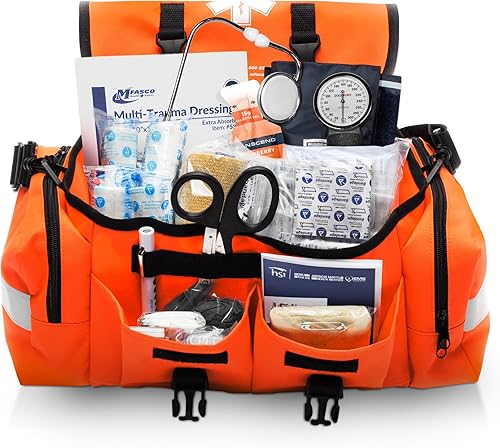 MFASCO Kit de primeros auxilios, bolsa reflectante portátil totalmente surtida, kit de respuesta de emergencia de primeros auxilios, para