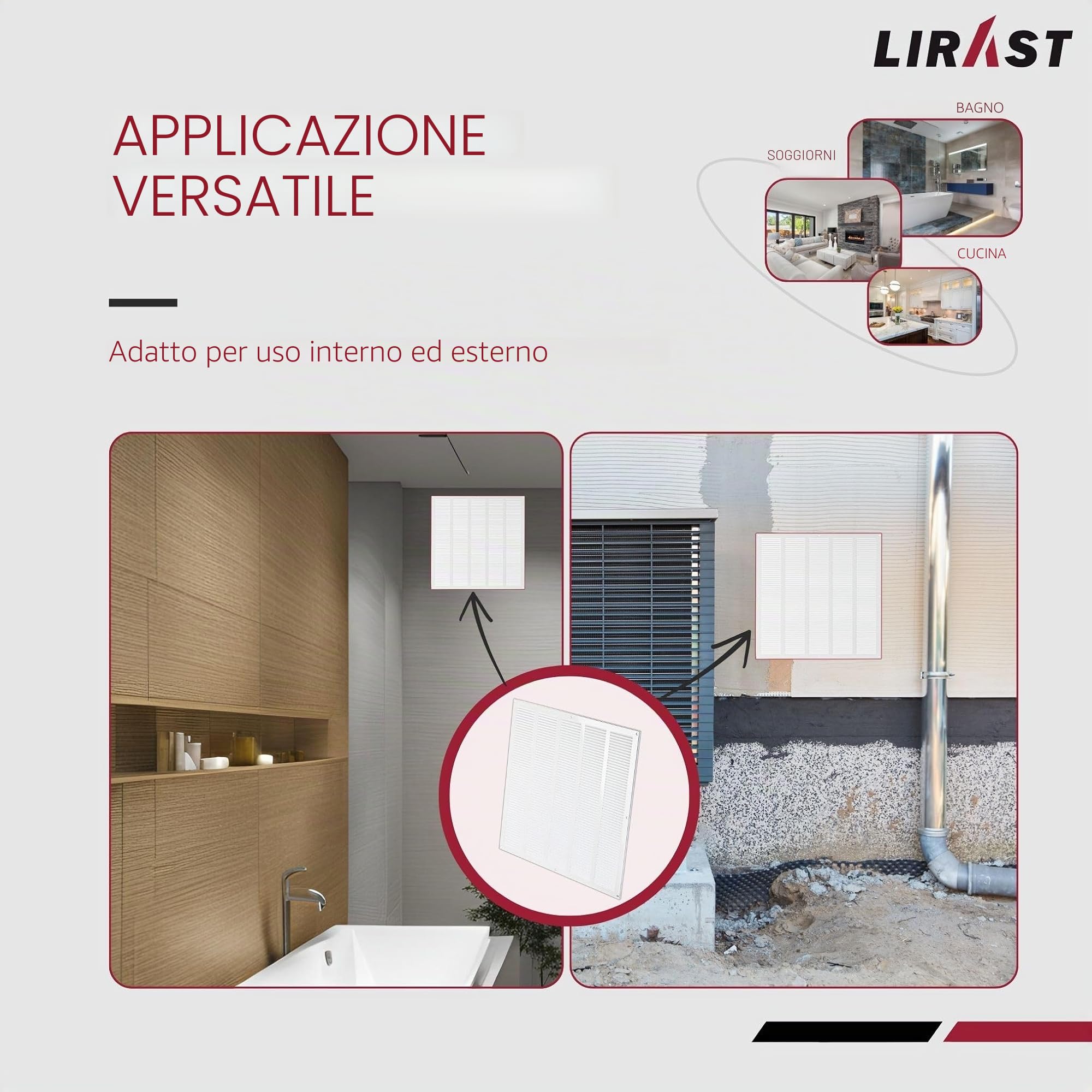 500x500mm Griglie D'Aerazione/Ventilazione in Metallo - Bianca Griglia D'aria con Rete Anti Insetti