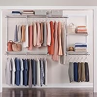 Rubbermaid Configurations Custom Closet Kit 4-8 Ft Adjustable Wire Shelving White - Expandable Storage for Closet Pantry Laundry Mudroom