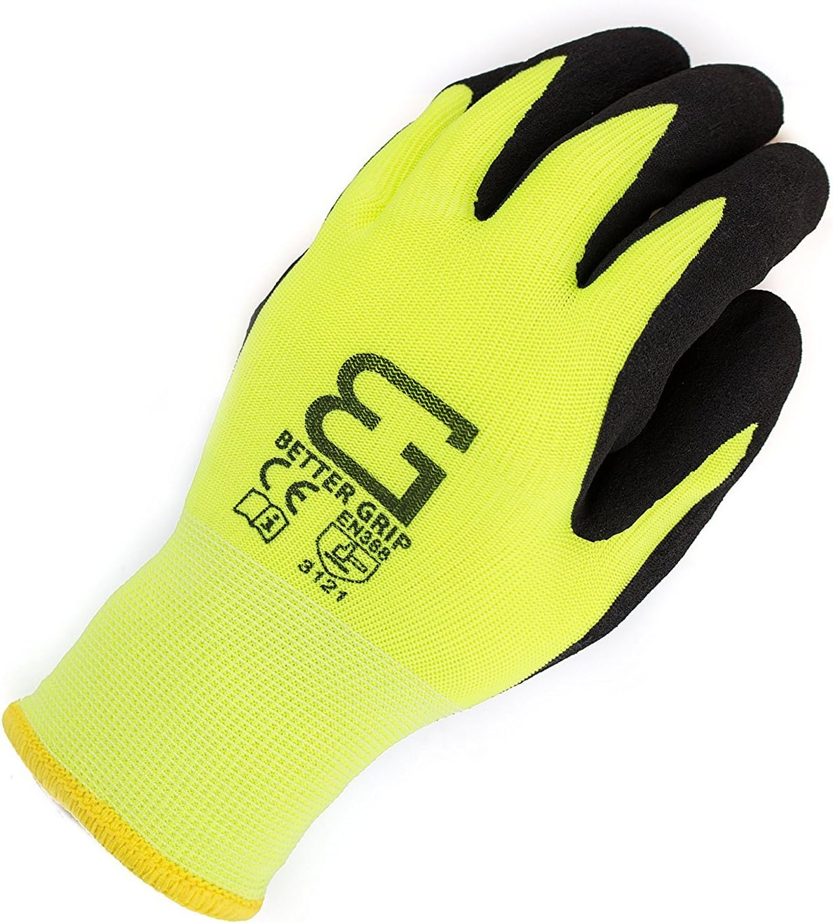 TSWANS Safety Winter Insulated Rubber Coated Double Lining Work Gloves, 3 Pairs/Pack (Large, Lime)