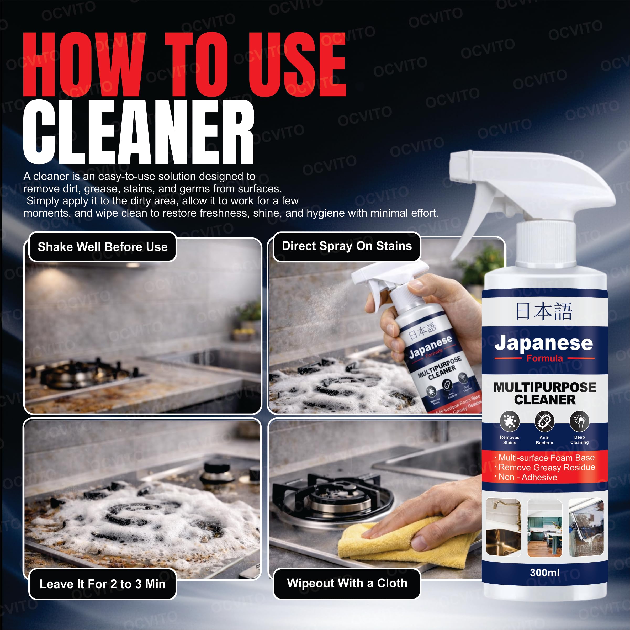 Japanese Multipurpose Cleaner Oxalic Stain Removal Spray for Tiles