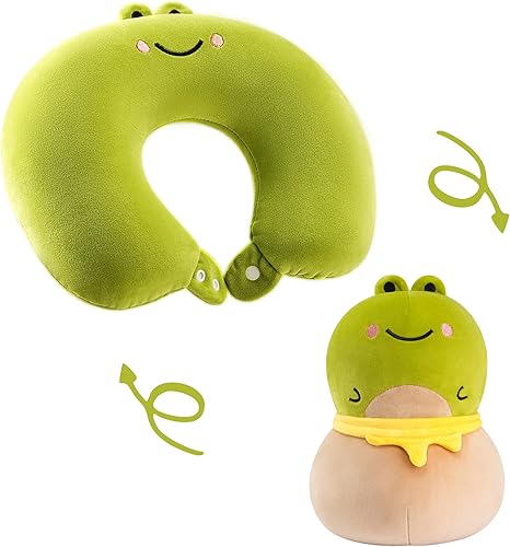 Homerchant Almohada de viaje para niños y adultos, almohadas cervicales para aviones para dormir, viajes, convertible, ajustable, suave, de felpa,