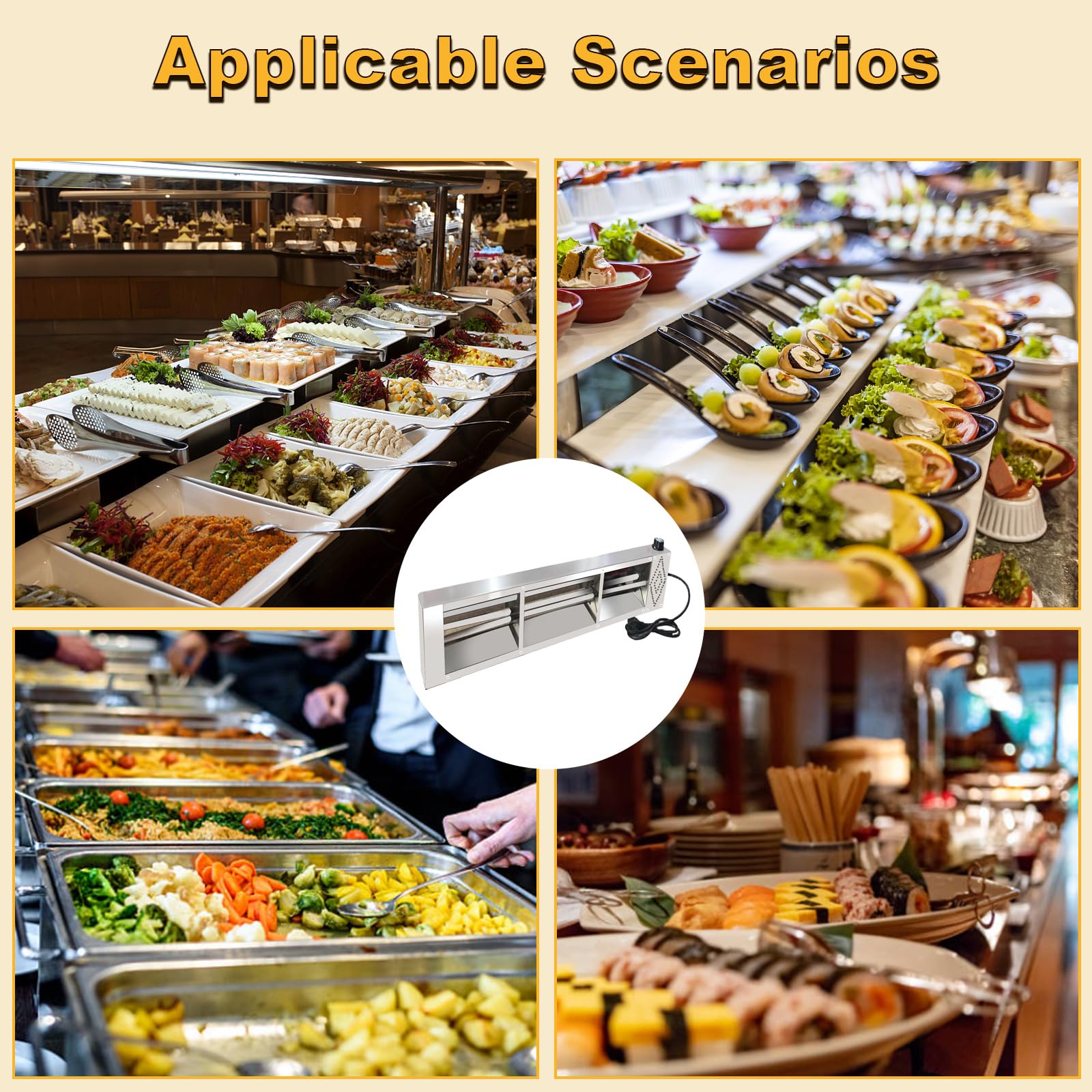 Lampade Riscaldanti Cucina, Commerciale Lampada Scaldavivande, Sospeso Lampada Riscaldante per Piatti, Lampada Riscaldante Cibo per Ristorante Buffet Hotel (150cm, 1pezzo)