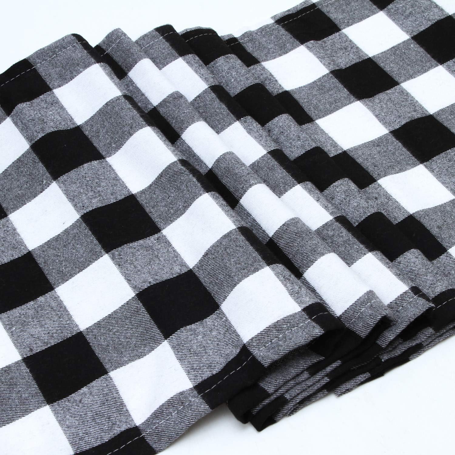 Aneco 2 Pack Checkered Table Runner Cotton Table Runner Trendy Modern Plaid Design Table Runner Elegant Decor for Indoor Outdoor Events 13 x 108 Inches Black and White