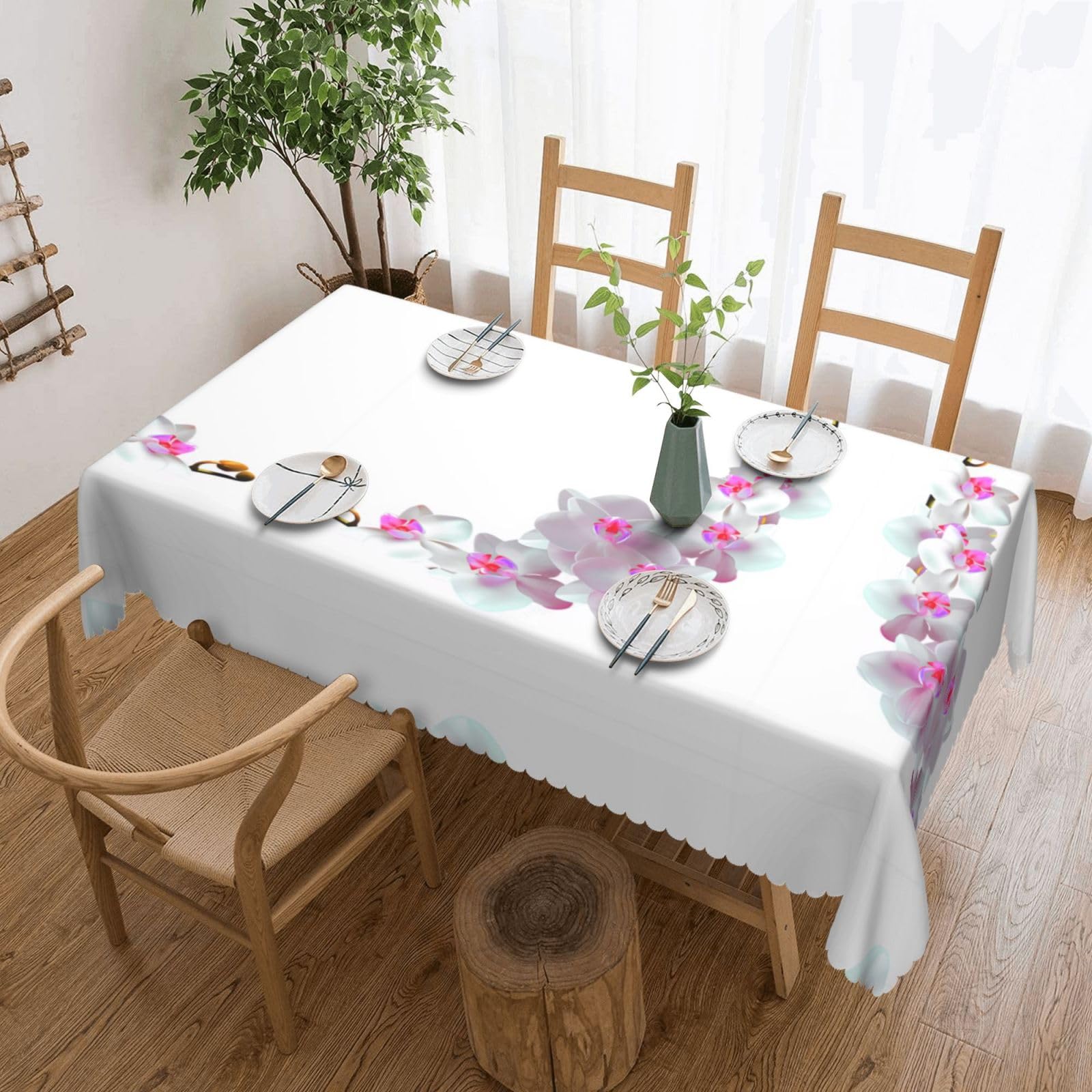 HLSBSSL Cherry blossoms (1) Patterned square lace tablecloth, wrinkle-resistant and durable, suitable for dining tables, parties, etc.