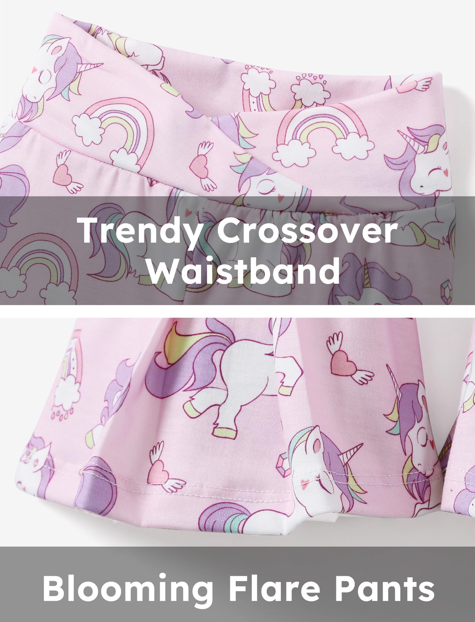 PATPAT Set di Abbigliamento per Ragazze, Pantaloni della Tuta Casual e Pantaloni a Campana, Vestiti Bambina di T-shirt Estive a Maniche Corte per Bambini, Regalo Estivo 3-12 Anni Coordinati 3 Colori