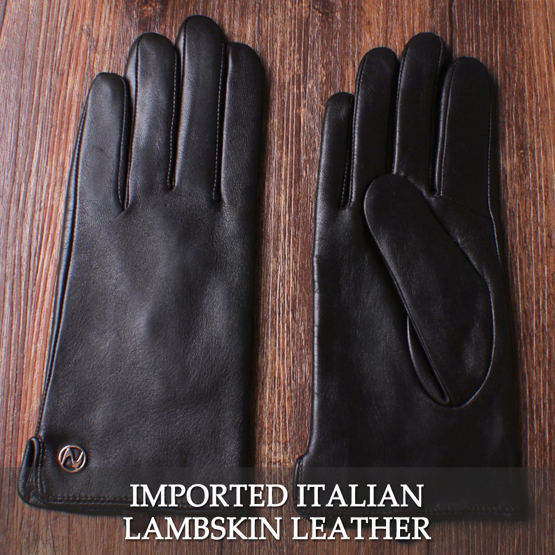 des gants en cuir d'agneau italien hiver chaud simple garniture de longue toison gants