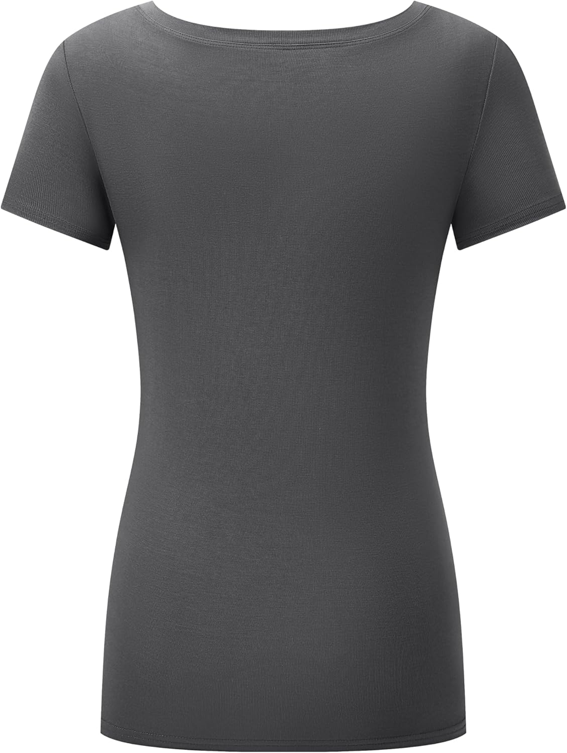 OThread & Co. Women's Short Sleeve T-Shirt Comfy Scoop Neck Tee Basic Ribbed Knit Layer - Image 4