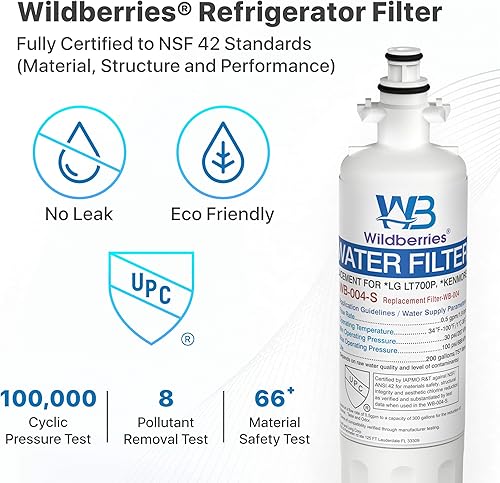 Miniatura 3 de Wildberries 9690, LT700P - Filtro de agua para refrigerador de repuesto para LG LT700P, Kenmore Elite 9690, Kenmore Clear 46-9690, RWF1200A,