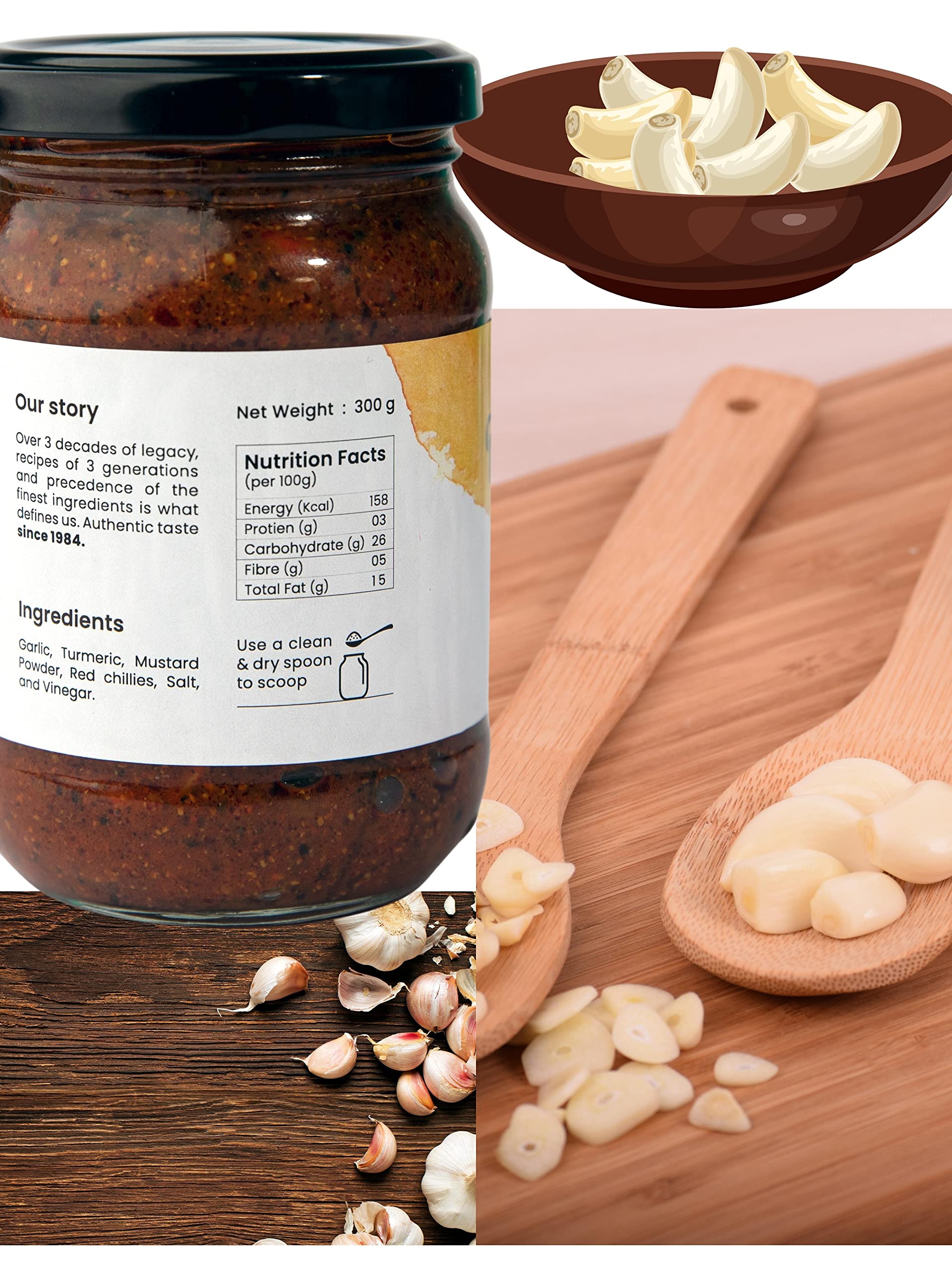Bhogarajus - Mango Awakai Pickle 300g+Garlic Pickle 300g+100gm Gift Pack Menthya Chutney Podi.(3 x 200 g+100 gm) 3