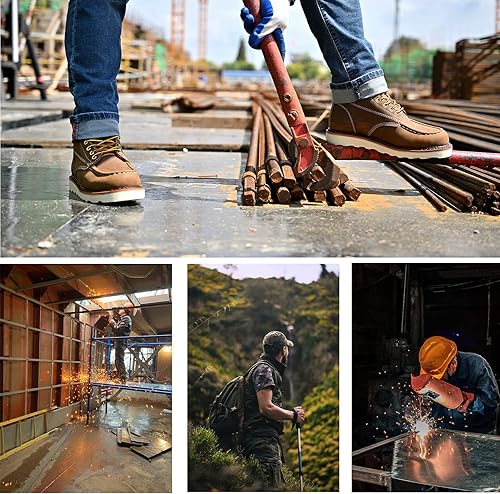 Miniatura 5 de ACDSAF Work Boots for Men - 6 Inch Wedge Soft Toe Mens Work Boots, Waterproof Construction Work Shoes