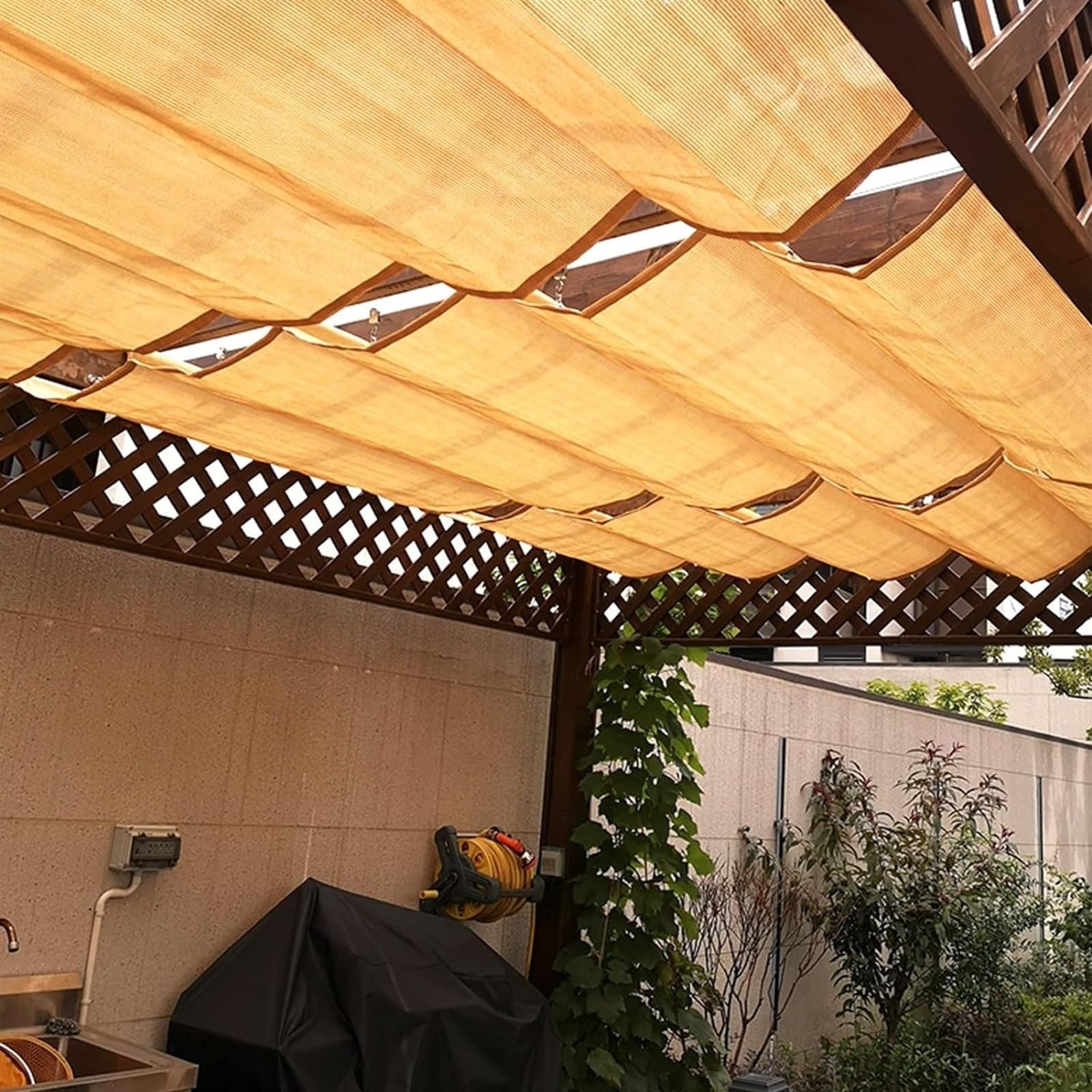 Filet d'ombrage auvent anti-ondes beige de 1x9m pour la protection solaire extérieure