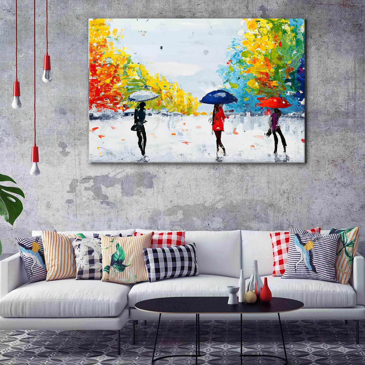 Tableau Sur Toile Chaos Abstrait Multicolore - 80 X 120 Cm - Décoration Murale Moderne - Effet Lumineux La Nuit