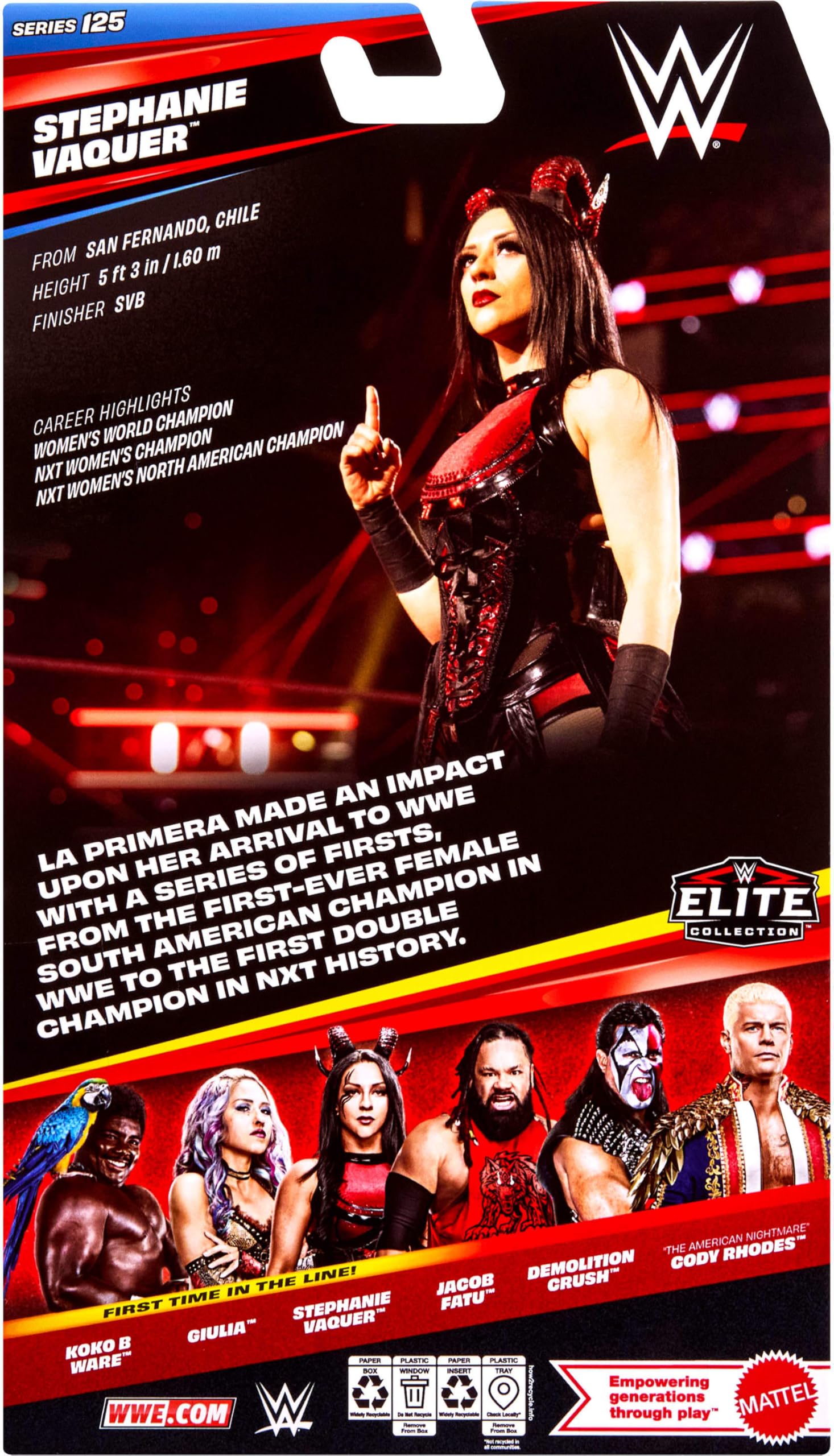 Mattel WWE Elite Action Figure & Accessori, Serie #125 Set, 6 pollici da collezione Stephanie Vaquer con 25 punti di articolazione e mani intercambiabili