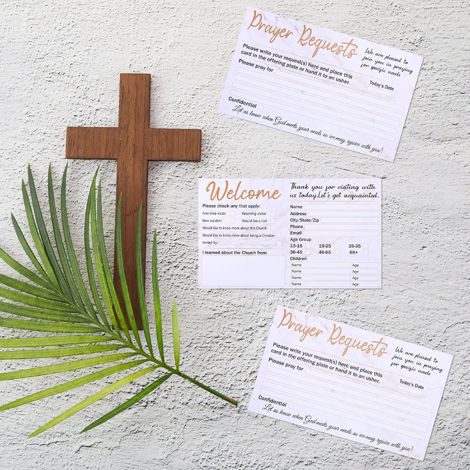 Fainne 200 Pack Church Visitor Cards 3 x 5 Inches Church Welcome Small Prayer Decorative Prayer Request Cards for Greeting Praying (Marble)