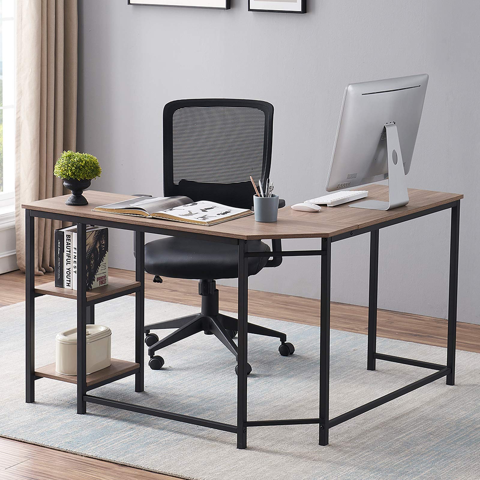 MHAOSEHU Small L Shaped Computer Desk for Small Space, Industrial