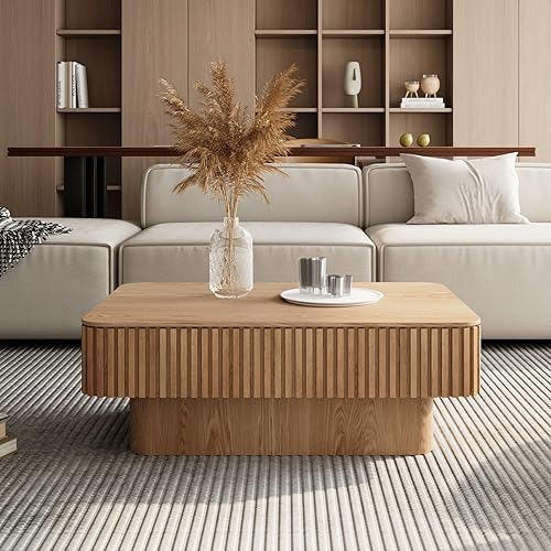 Miniatura 3 de LKTART Mesa de Centro con Tapa Elevable para Sala de Estar, Mesa de Centro Acanalada de Acento con Almacenamiento, Mesa de Té Central Rectangular