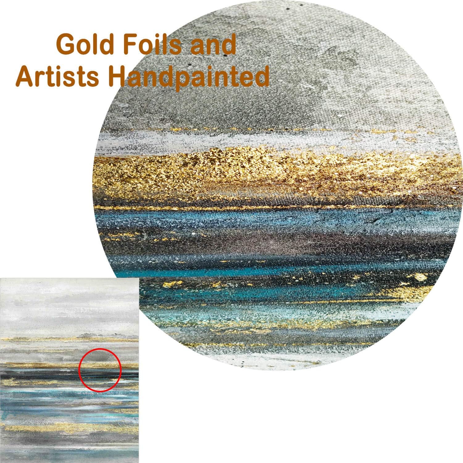 New Arrivals Abstract Canvas Artwork Blue Painting: Gold Foils and Mutil Color Texture Modern Art for Wall Decor (18 x 24'' x 2) Black Friday Clearance Abstract Canvas Artwork Blue Painting: Gold Foils and Mutil Color Texture Modern Art for Wall Decor (18 x 24'' x 2)