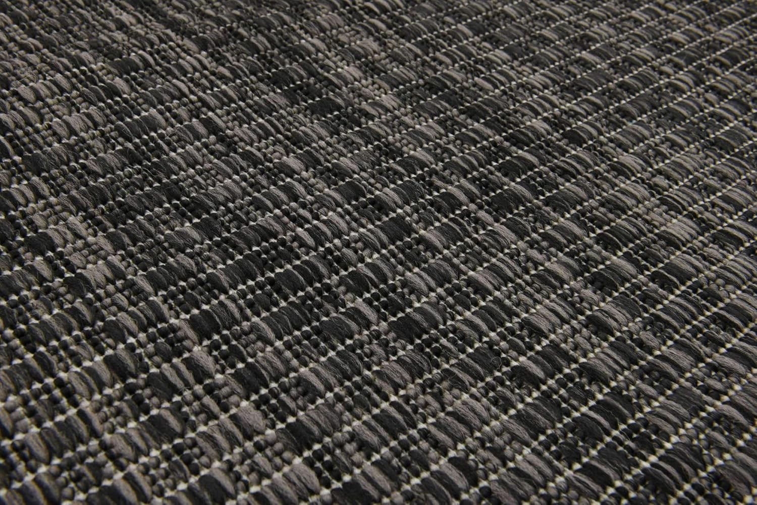 Black Flatweave Outdoor Runner Rug, 2' x 6', Synthetic