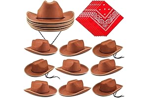 Funtery Cowboy Hat Suit for Kids - 20-Piece Set with Red Bandannas...