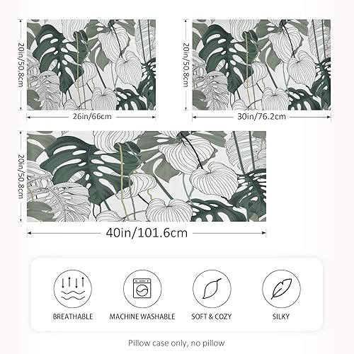 Miniatura 4 de Funda de almohada de satén para cabello y piel, funda de almohada de seda tamaño Queen con patrón de hojas de palma tropicales, fundas de almohada