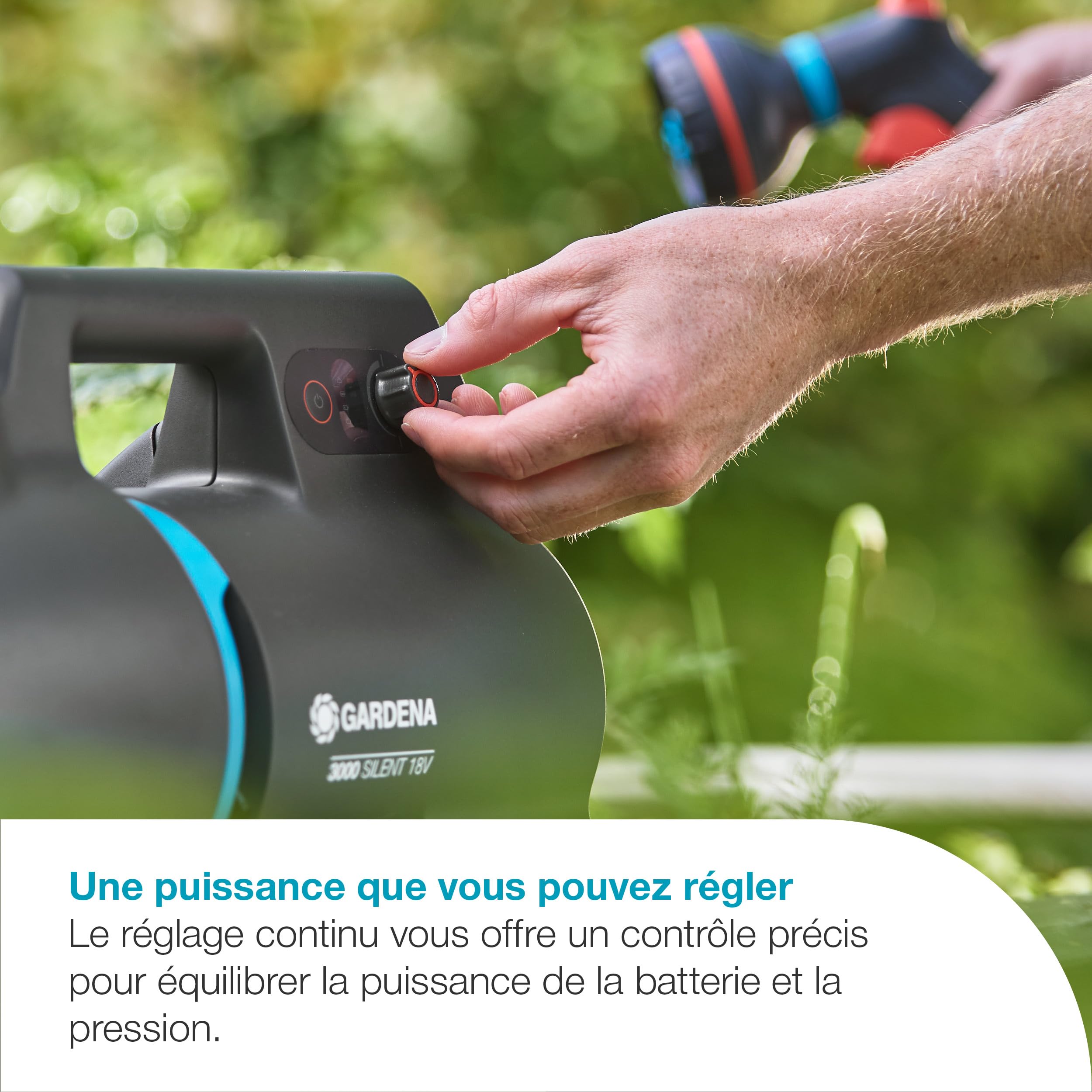 Gardena Pompe de jardin sur batterie 3000 Silent 18V P4A Kit prêt à l'emploi