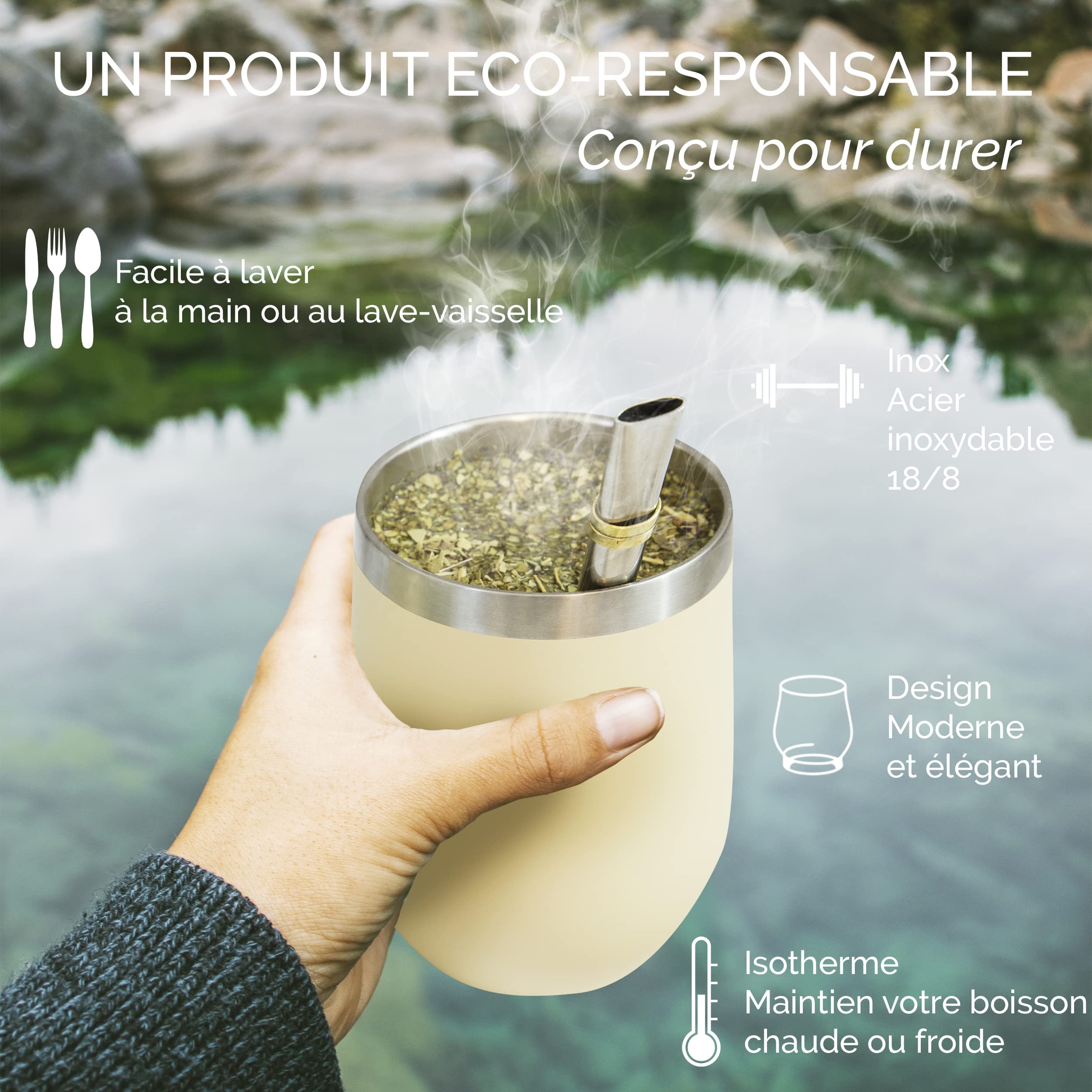 Kit 2 Tasses à Maté Isothermes CanHighGer - Acier Inoxydable Avec Bombillas Et Brosse