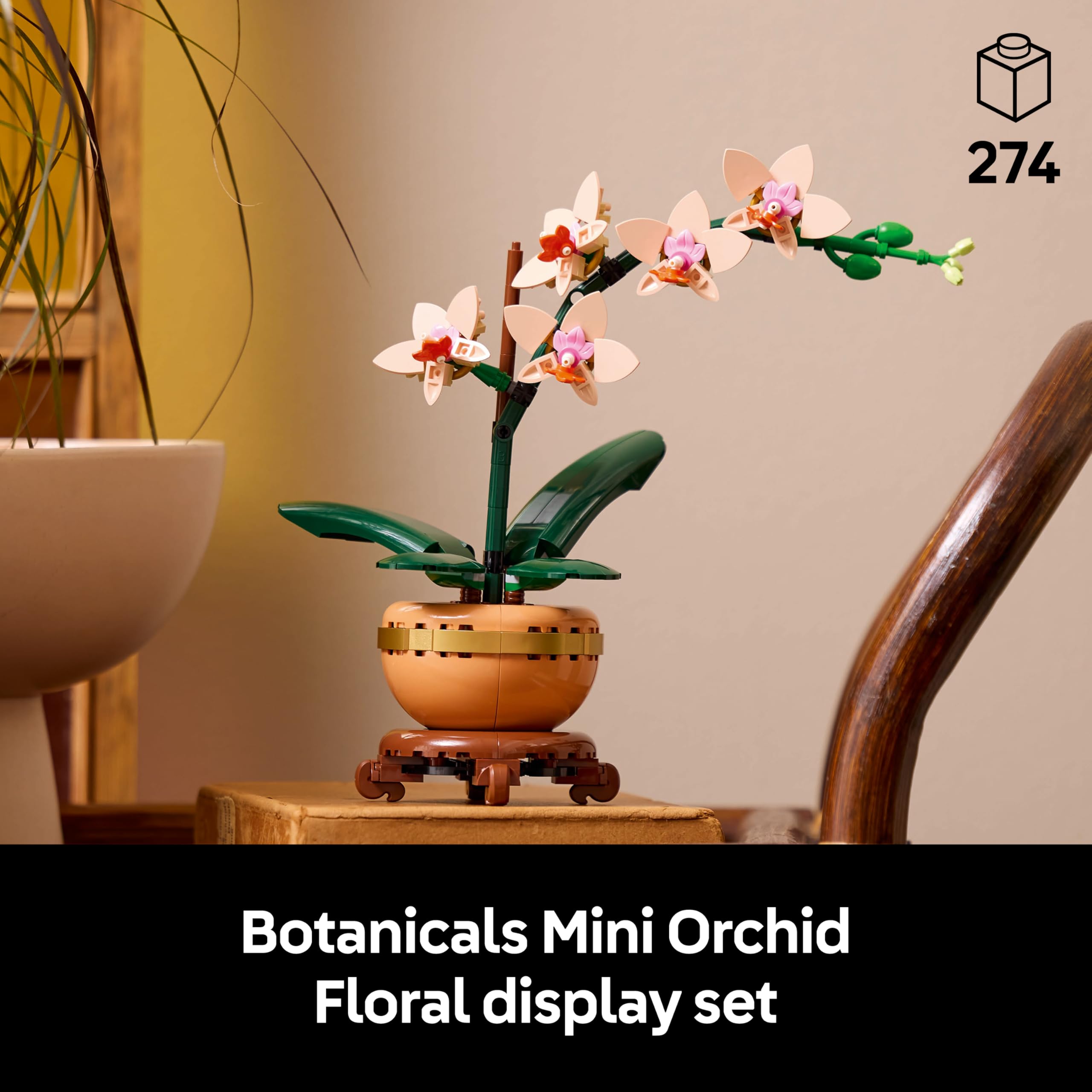 LEGO Botanicals Mini Orchid - Artificial Flowers Set for Adults - Indoor Plant with Terracotta Style Flowerpot - DIY Home Decor Gift Idea - 10343 - 1