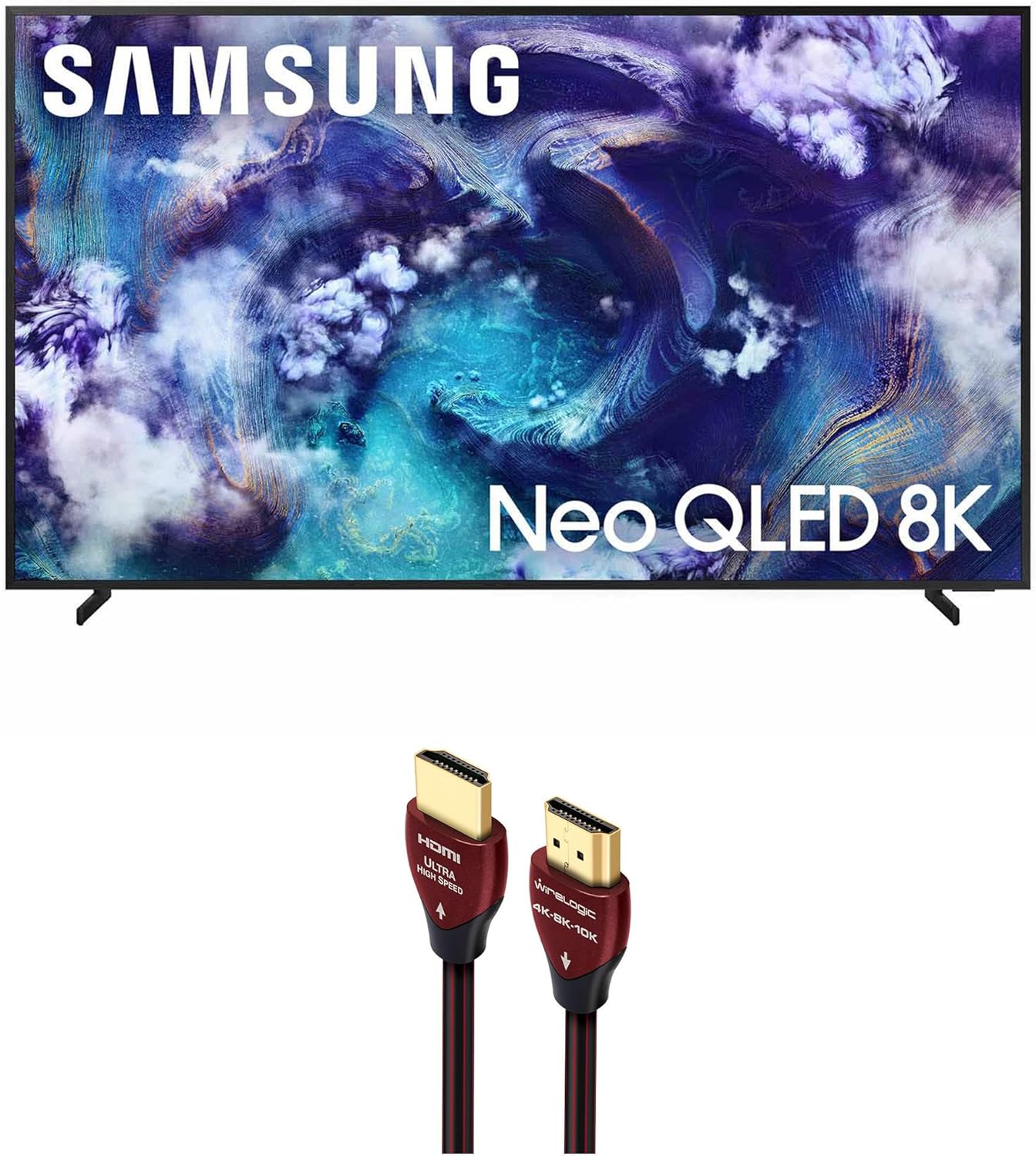 Samsung QN85QN900FFXZA 85 Inch Neo Quantum HDR 8K Pro QLED Smart TV with a WireLogic Ruby 8ft Ultra High Speed 4K-8K-10K HDMI Cable (2025)