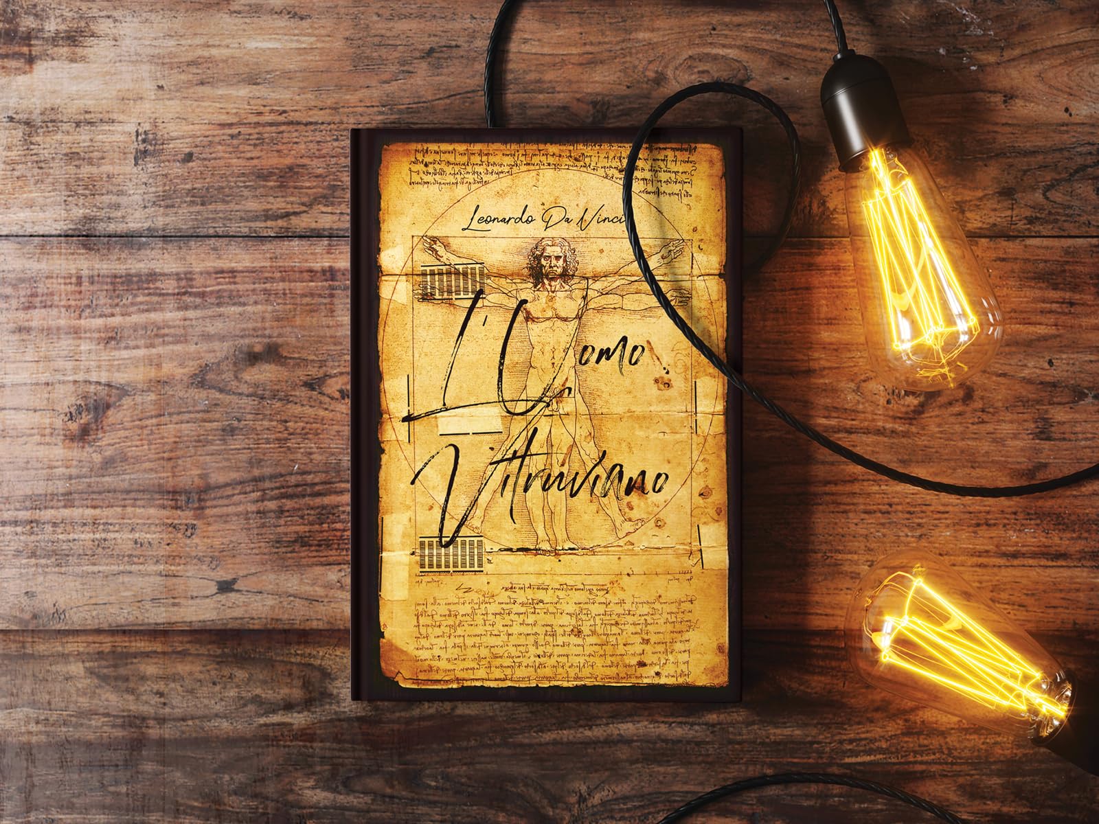 Vitruvius Da Vinci Tasarımlı Çizgili Not Defteri – 13x21 Cm Sert Kapak 192 Sayfa