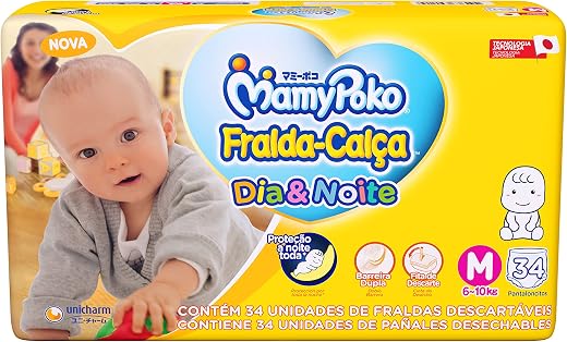 Fralda-Calça Dia & Noite MamyPoko Tamanho M, 34 unidades