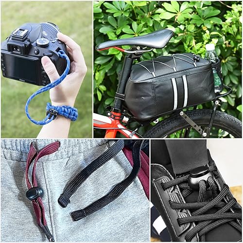 Miniatura 5 de Paquete de 12 tapones de resorte de plástico morado claro con bloqueo de extremo de doble agujero, cierre de cuerda deslizante, clip de cordón