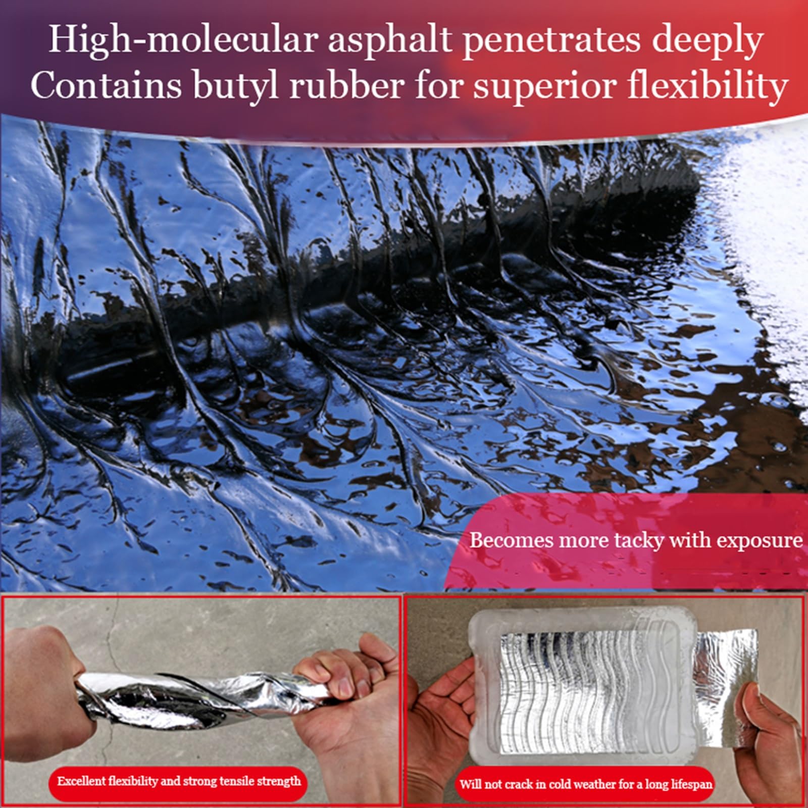 Tela Asfaltica Autoadhesiva，Cinta autoadhesiva de sellado resistente a la intemperie, fieltro autoadhesivo, cinta autoadhesiva de betún for reparación de techos(THK1.2mm/W0.5*L5m)