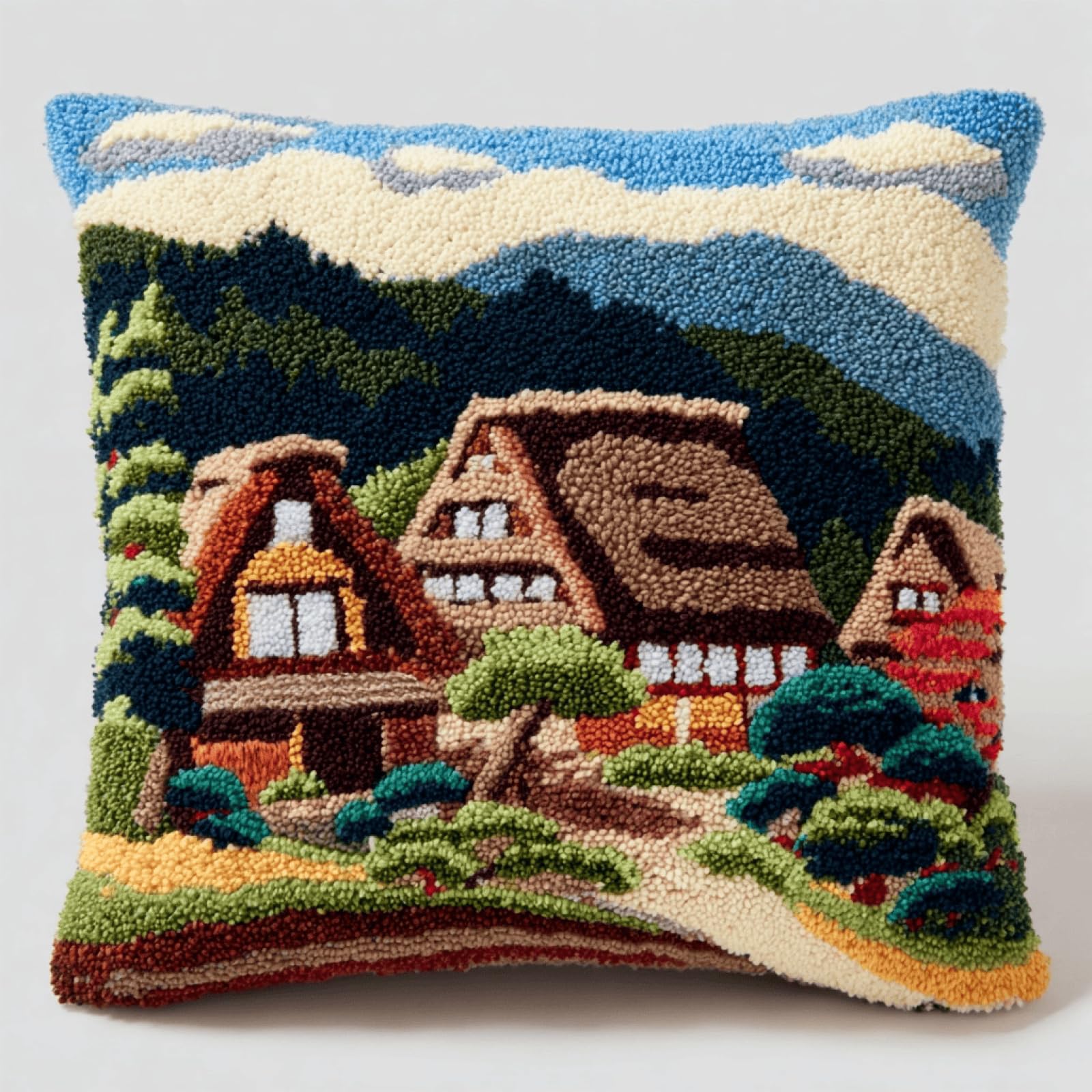 XDEGHUANGSS Latch Hook Cushion Kit Adult Beginner Pillow Making with Yarn,