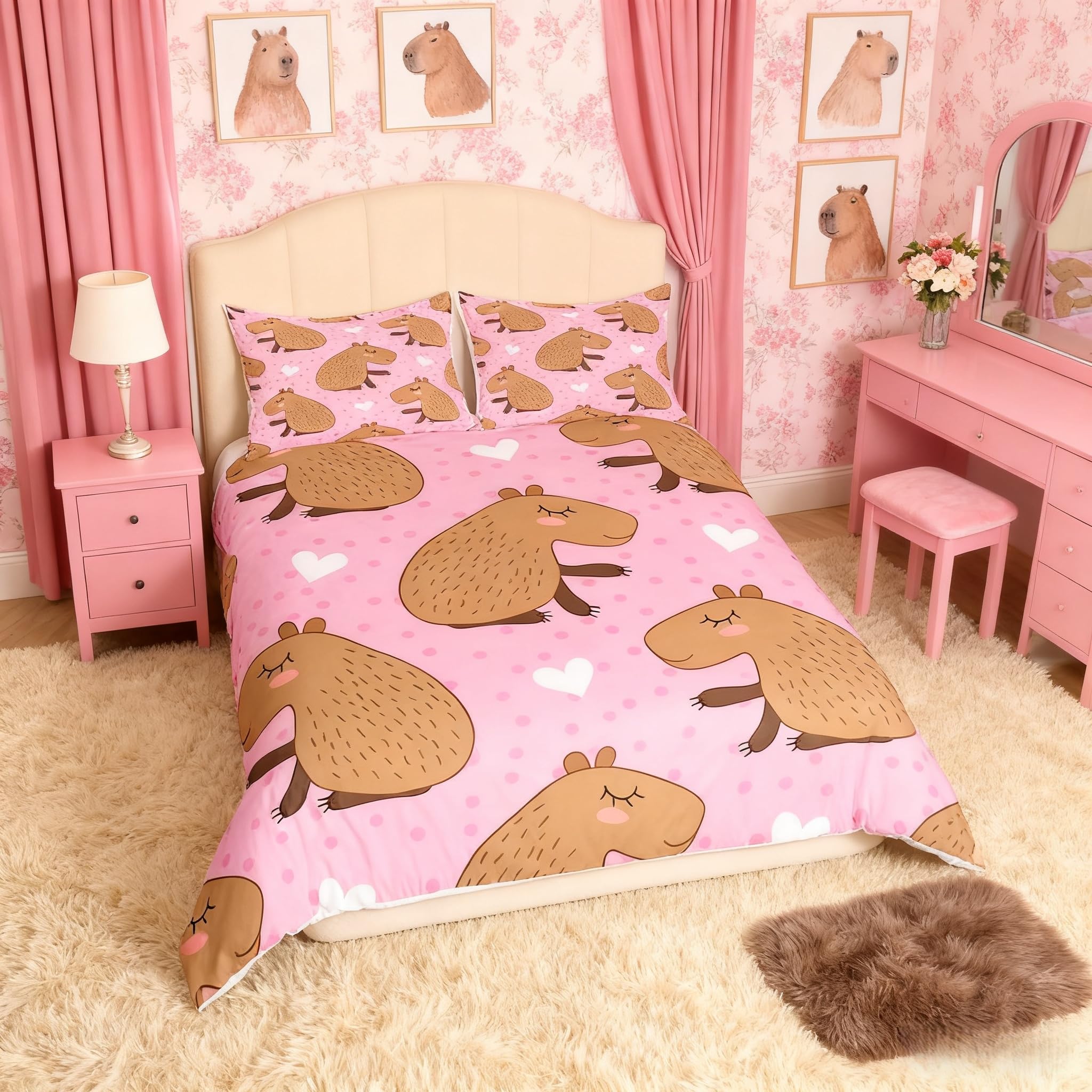 Parure de lit Capybara en polyester pour stopper les draps rêches et redonner le goût du coucher