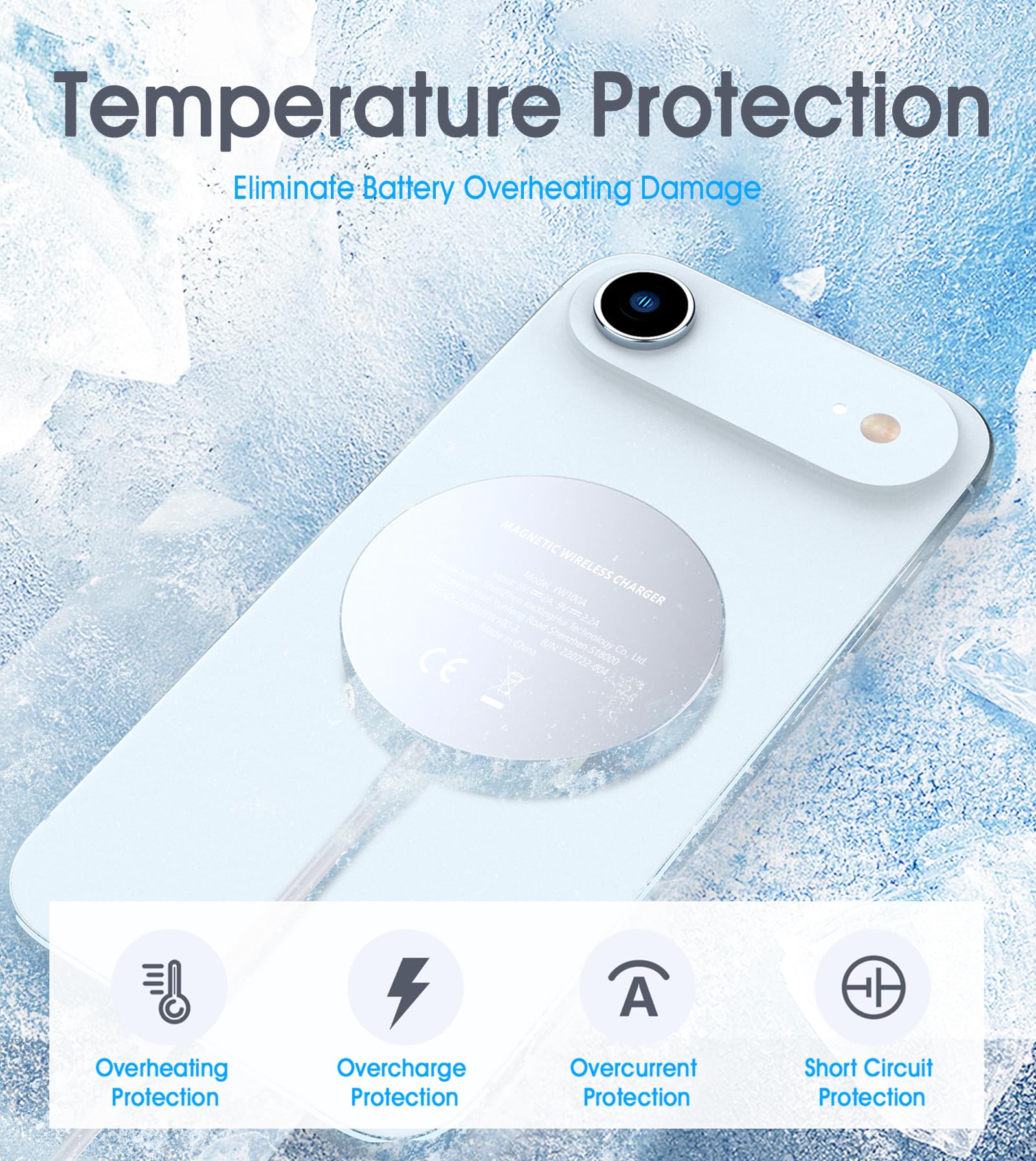 WRVVR - Bezprzewodowa ładowarka magnetyczna do iPhone'a 15, 14, 13, 12, Pro Max Plus, mini, 15 W, podkładka do szybkiego ładowania, do Airpods 3/2/Pro, silny magnes, kolor srebrny