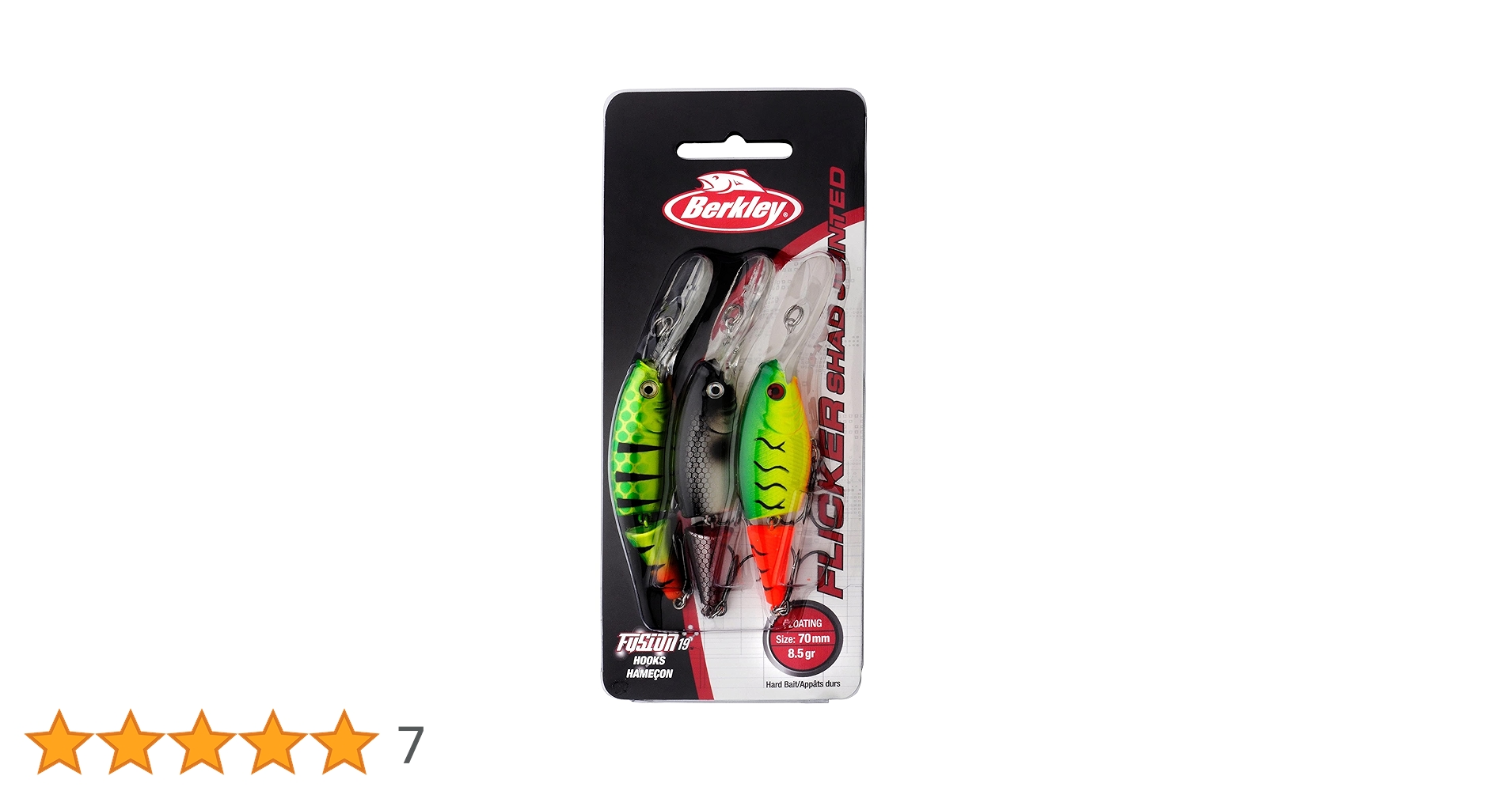 Berkley Flicker Shad Shallow Fishing Lure, Firetail Hot Perch, 2/7 Oz, 2 3/4in | 7cm Crankbaits, Size, Profile And Dive Depth Imitates Real Shad, Equipped With Fusion19 Hook