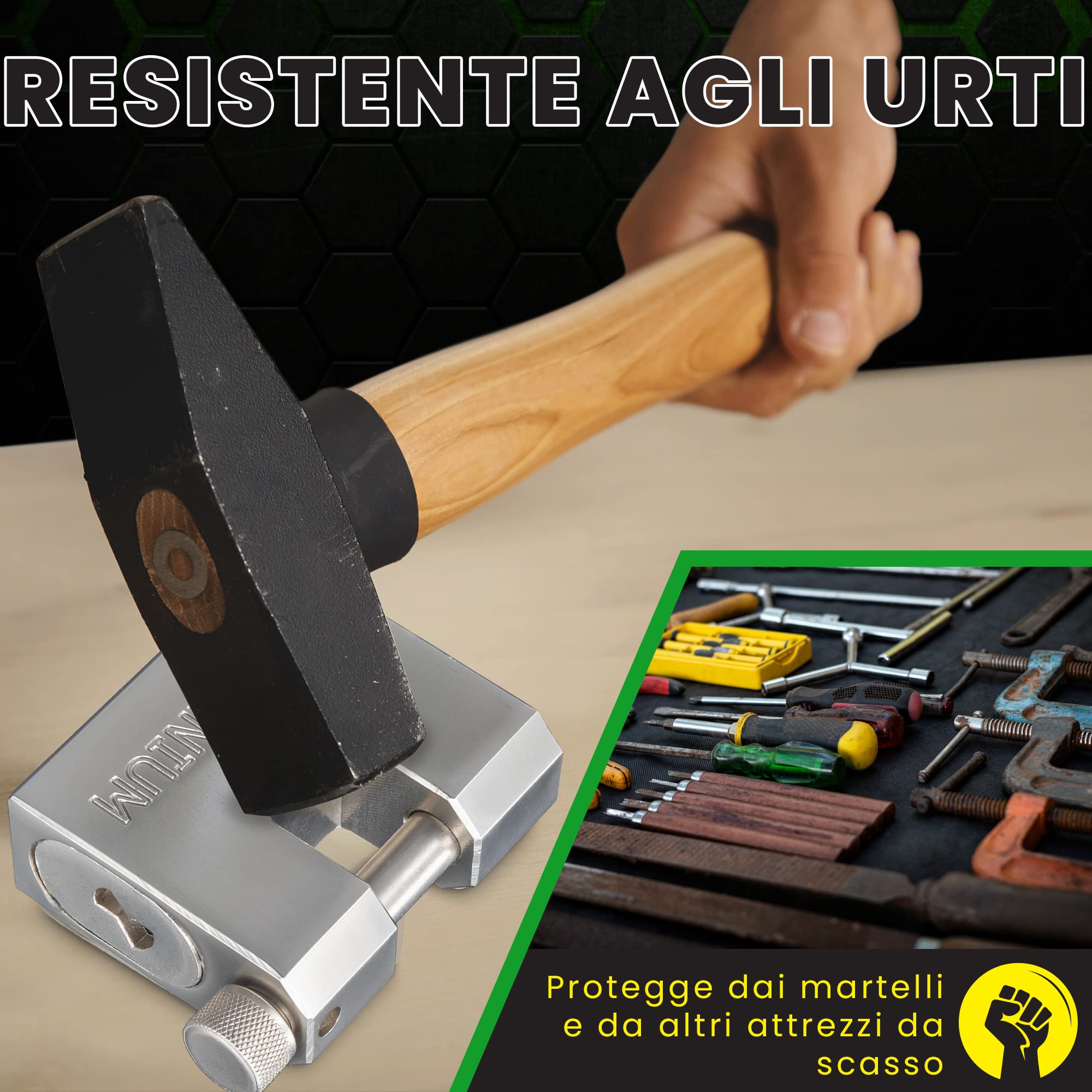 BRX66 Lucchetto Antiscasso Corazzato - Serratura per Cancello Esterno, Garage e Container - Lucchetto Monoblocco 66mm con 5 Chiavi, Alta Sicurezza per Magazzino e Saracinesca Blindata
