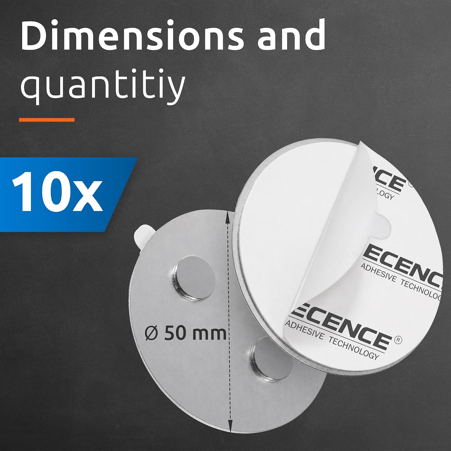 ECENCE 10pcs Magnetic Smoke Detector Mount Magnetic Adhesive Pads for Smoke Alarms Ø 50mm - Fast & Safe Mounting - No Drilling Or Screws - Fire Protection - Installation Tool image 4