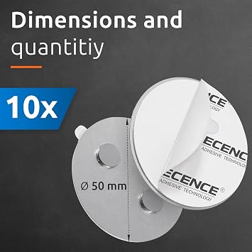 ECENCE 10pcs Magnetic Smoke Detector Mount Magnetic Adhesive Pads for Smoke Alarms 50mm - Fast & Safe Mounting - No Drilling Or Screws - Fire Protection - Installation Tool