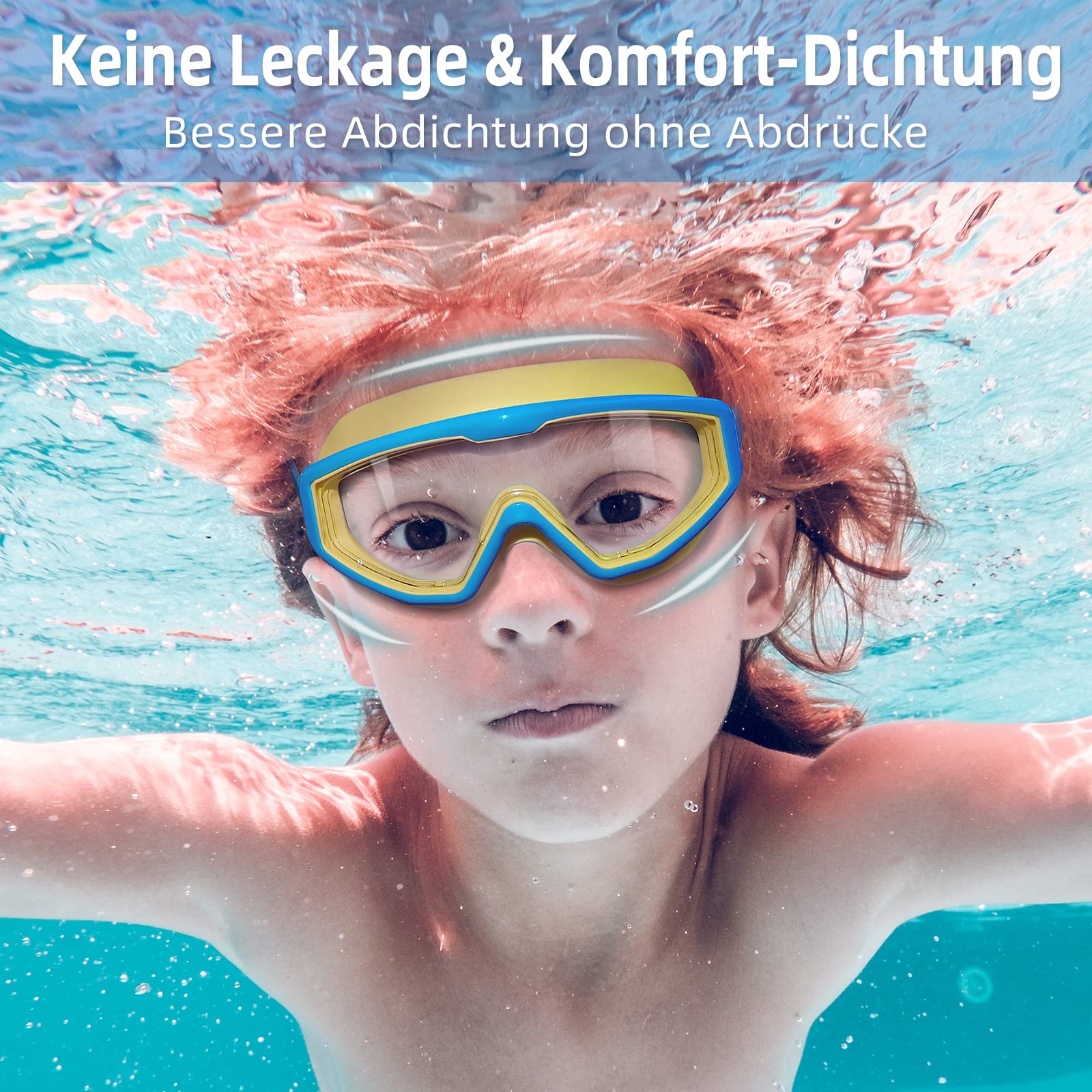 Water Space Taucherbrille Kinder Schwimmbrille Kind Mädchen Junior Jugend Jugendliche 3-14 Jahre Swimming Goggles Schwimmbrillen Schwimmmaske Antibeschlag