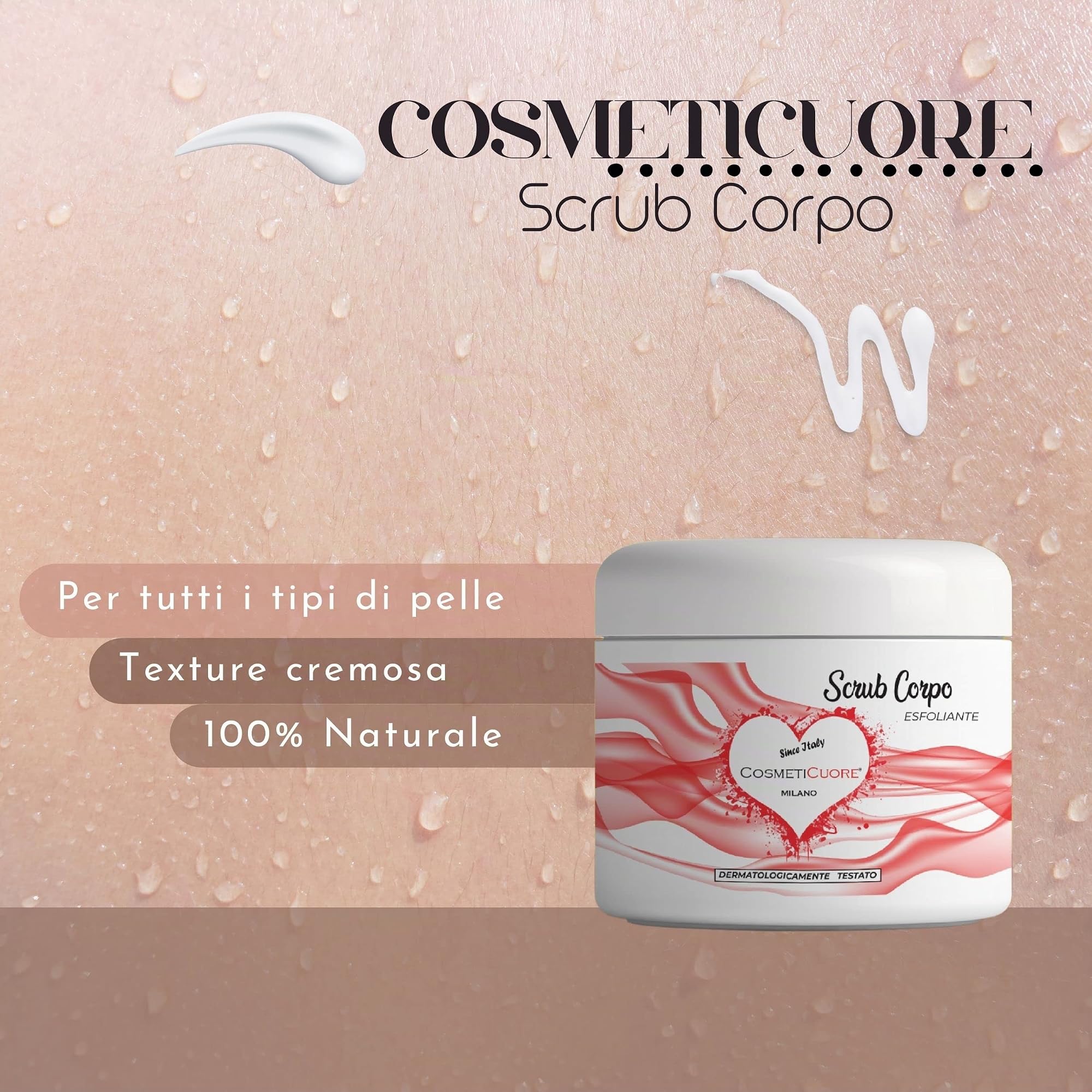 Scrub Corpo e Viso Donna Drenante - Esfoliante Piedi - Riduce Brufoli - Crema Corpo Profumata Fragola Idratante - Uomo e Donna - Body Scrub Naturale Pelle Secca - Made in Italy Vegano