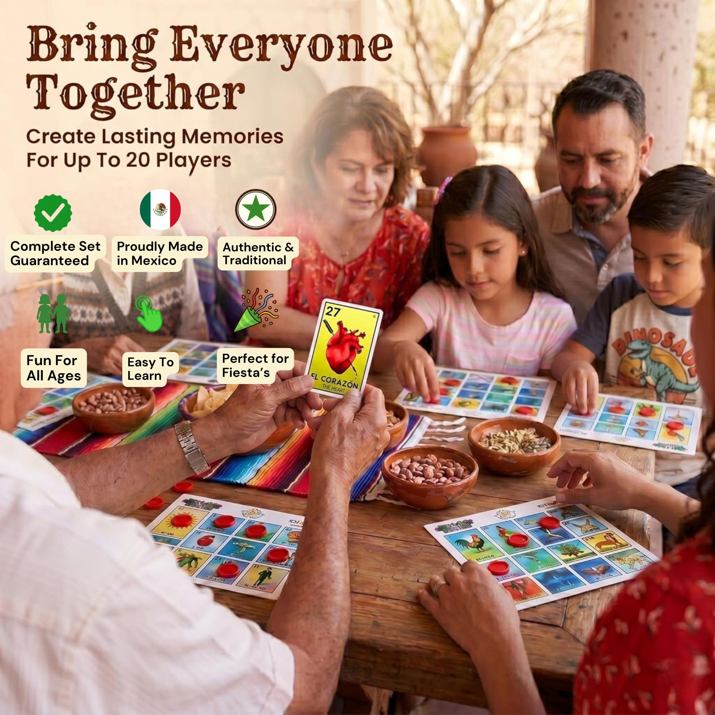 The Original Loteria Mexican Bingo Game with 100 bingo chips for 20 Players - loteria de lujo mexicana - loteria mexicana - Juegos de mesa - spanish games Mexican bingo loteria game - loteria cards F