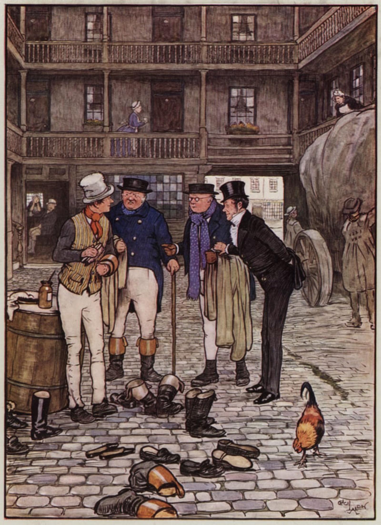 ARTXLXXBN Famous Painting Canvas Artwork Graffiti Print Illustration for the Pickwick by Cecil Charles Windsor Aldin Portrait Canvas Image for Home Decor 60x90cm