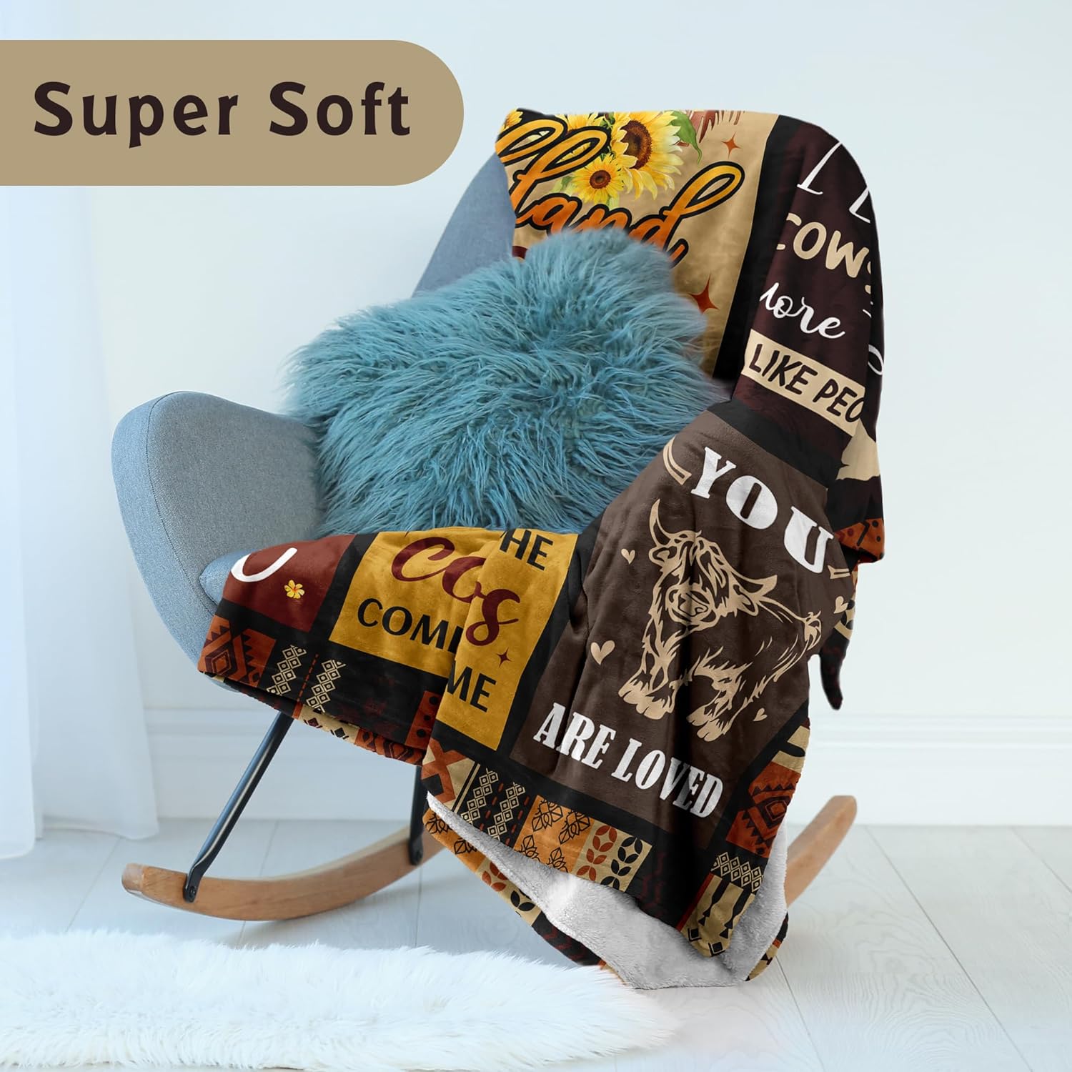 Lcobion Highland Cow Blanket 50"X 60", Highland Cow Gifts, Cows Gifts for Women Girls Lovers, Hyland Cow Gifts, Gifts for Cow Lovers Birthday Christmas Thanksgiving Valentines Mothers Day - Image 6