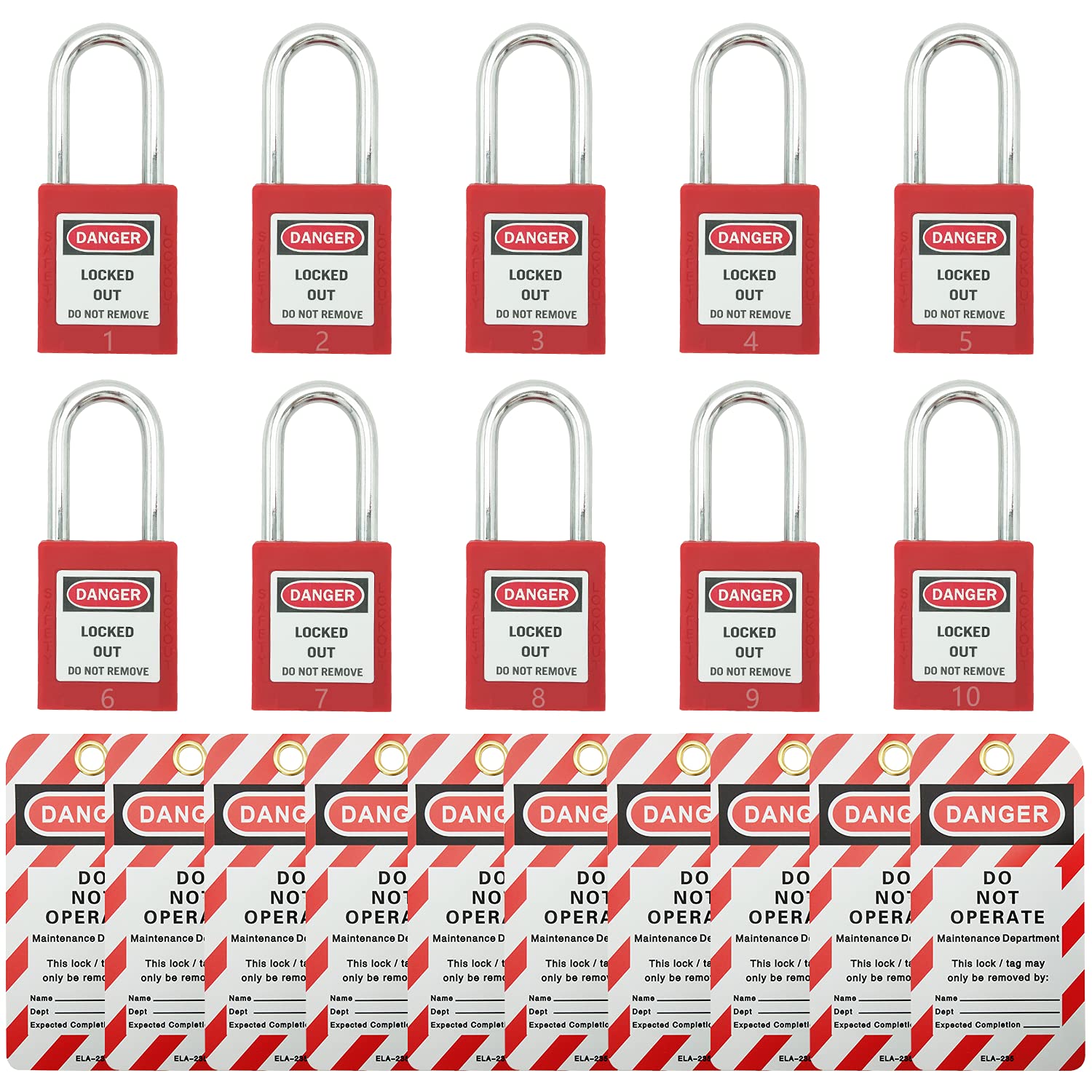 Buy SAFBY Lockout Tagout Lock 10pcs Key Alike OSHA Loto Safe Padlocks and 10pcs Lockout TagOut