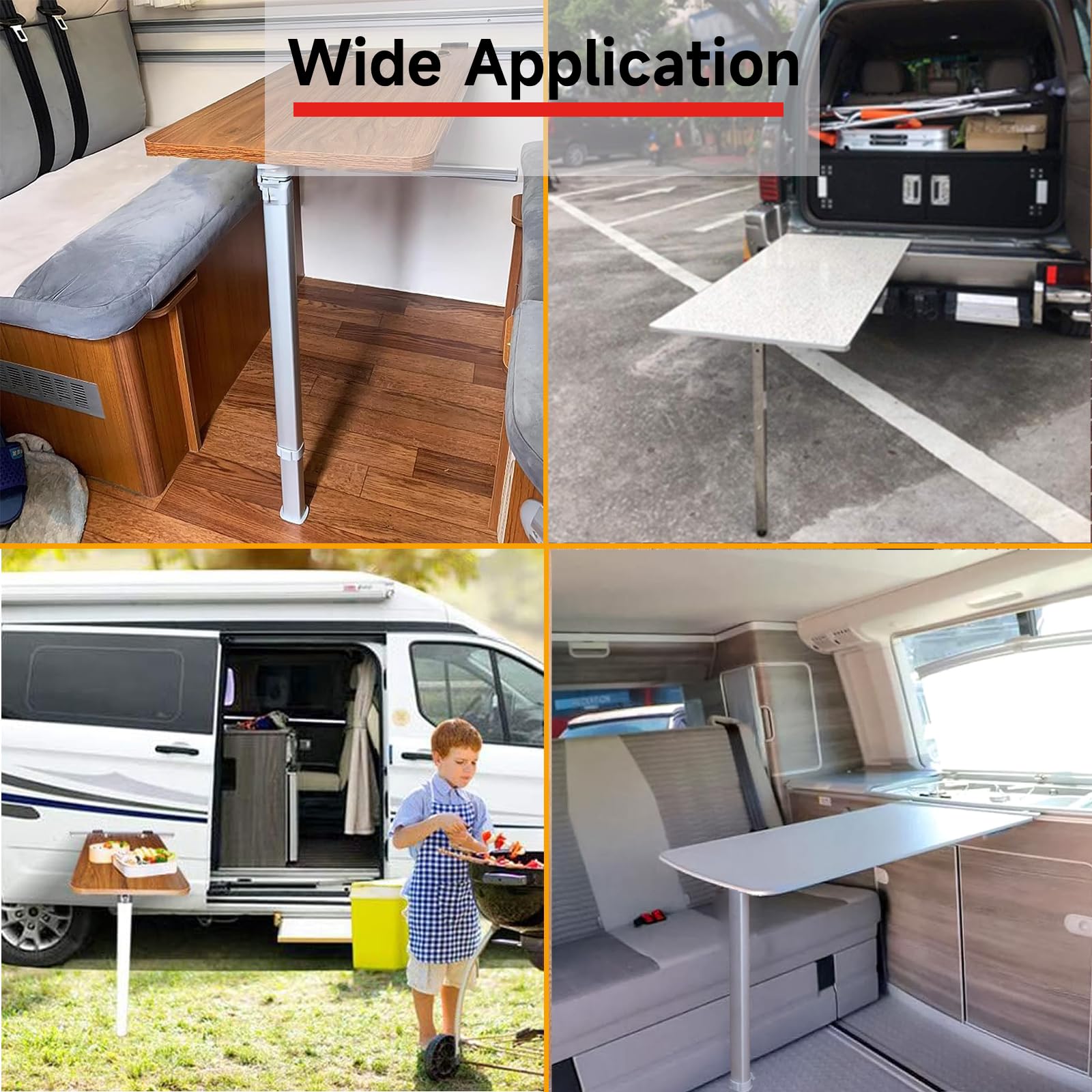51-76cm höhenverstellbare Wohnmobil Tischbeine für RV Camper Caravan Yacht | Abnehmbares Tischbein, Stufenlos&fest arretierbar, Bis 50kg belastbar, Korrosionsfestes Aluminium, Teleskopstütze klappbar
